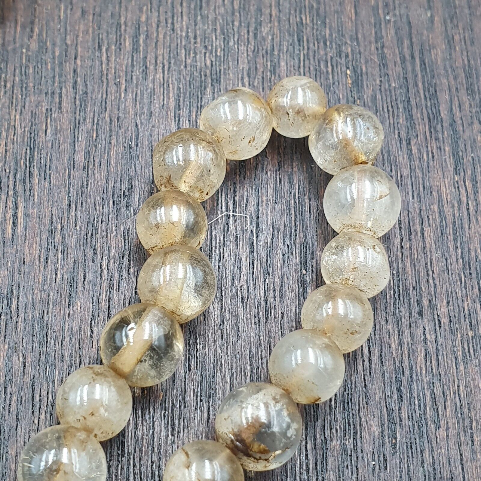 Vintage Himalayan Tibetan 7.5mm Crystal Quartz MALA 108 BEADS ROSARY NECKLACE