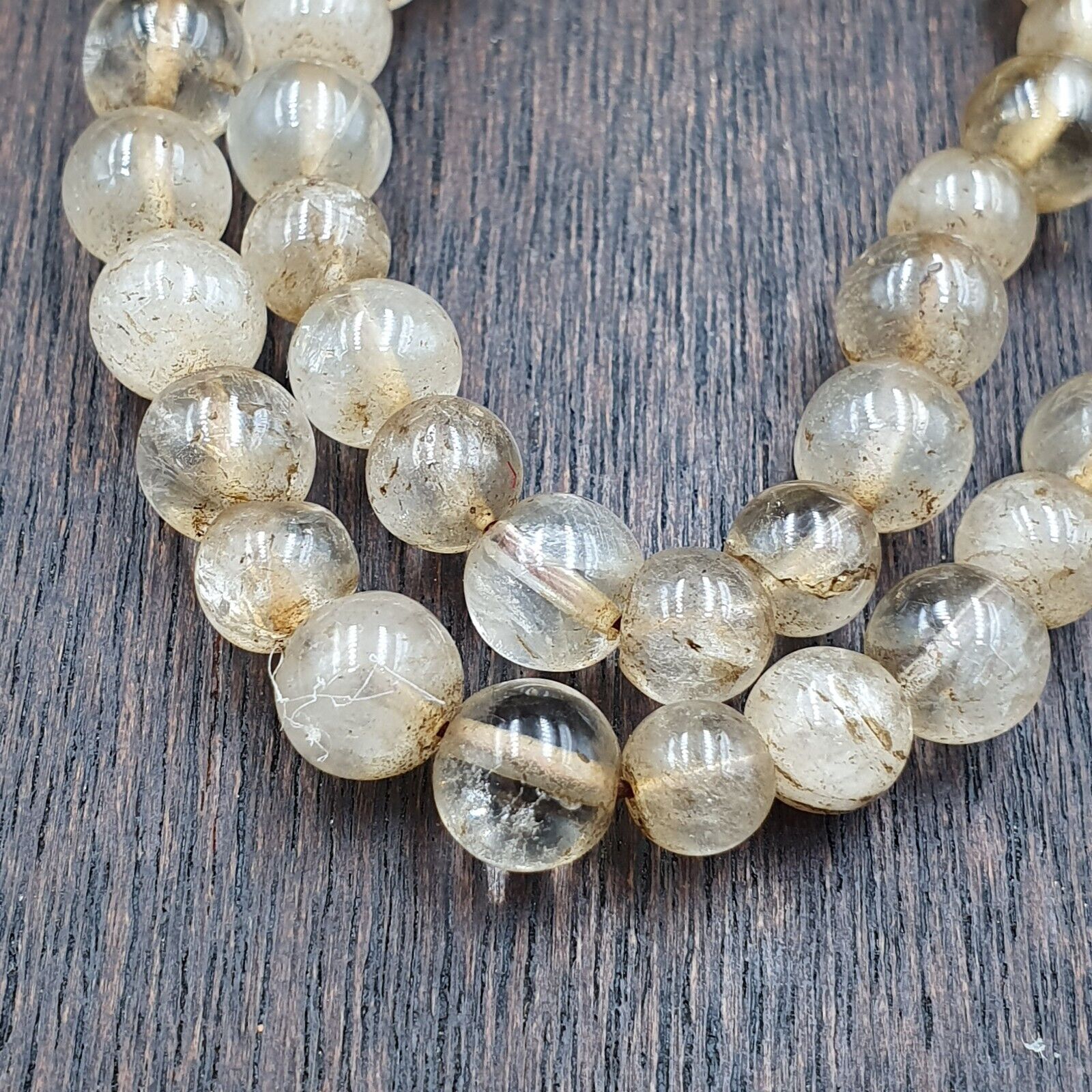 Vintage Himalayan Tibetan 7.5mm Crystal Quartz MALA 108 BEADS ROSARY NECKLACE