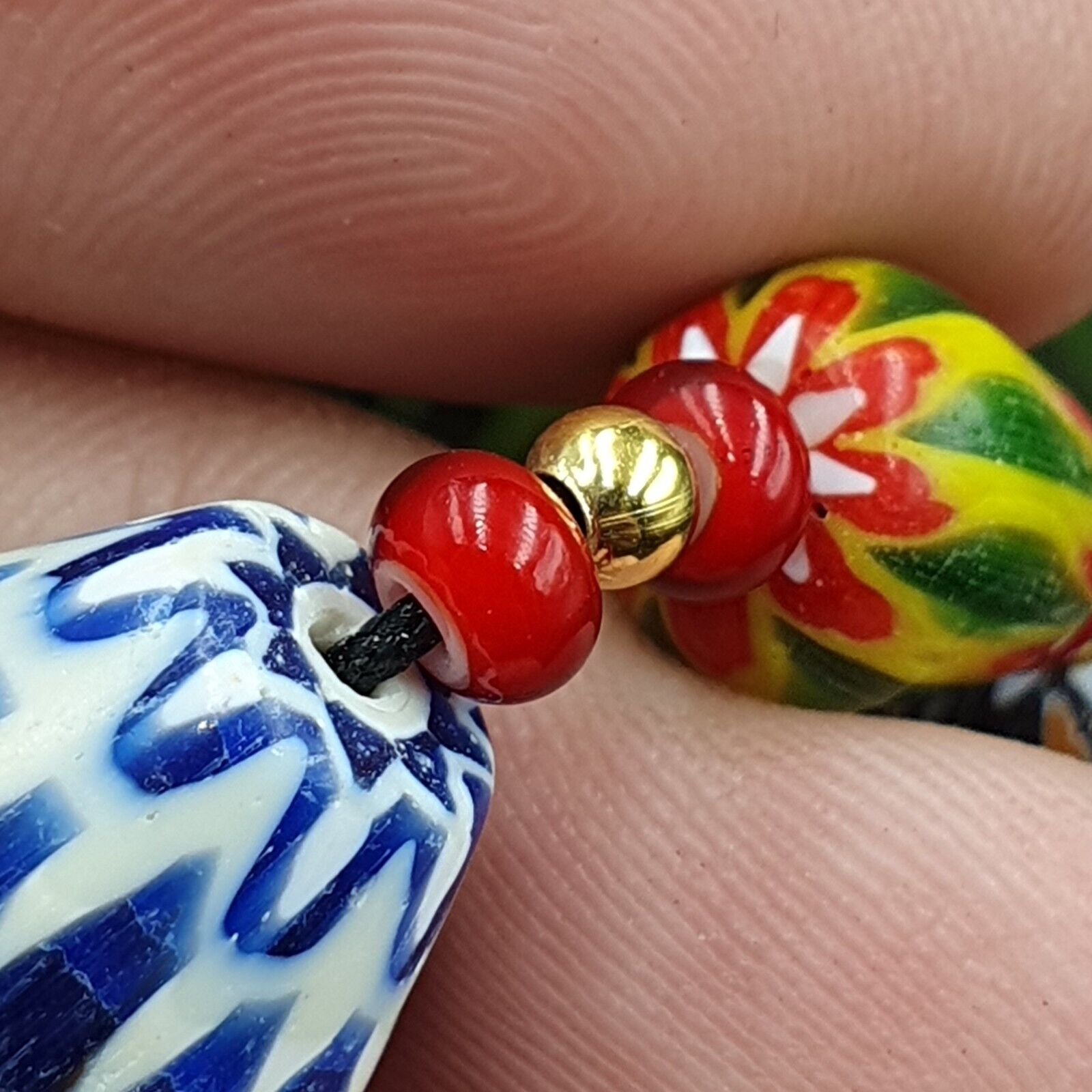 YCH-15 Venetian Inspired Chevron and red white heart Beads Necklace