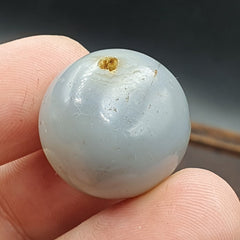 Antique Tibetan Gray Agate Bead: A Rare Gem from the Past 22x20 mm ET-8
