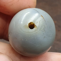 Antique Tibetan Gray Agate Bead: A Rare Gem from the Past 22x20 mm ET-8