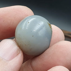 Antique Tibetan Gray Agate Bead: A Rare Gem from the Past 22x20 mm ET-8