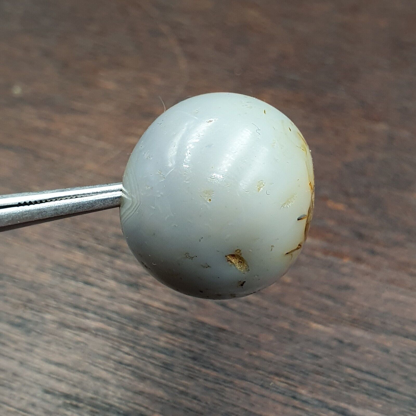 Antique Tibetan Gray Agate Bead: A Rare Gem from the Past 22x20 mm ET-8