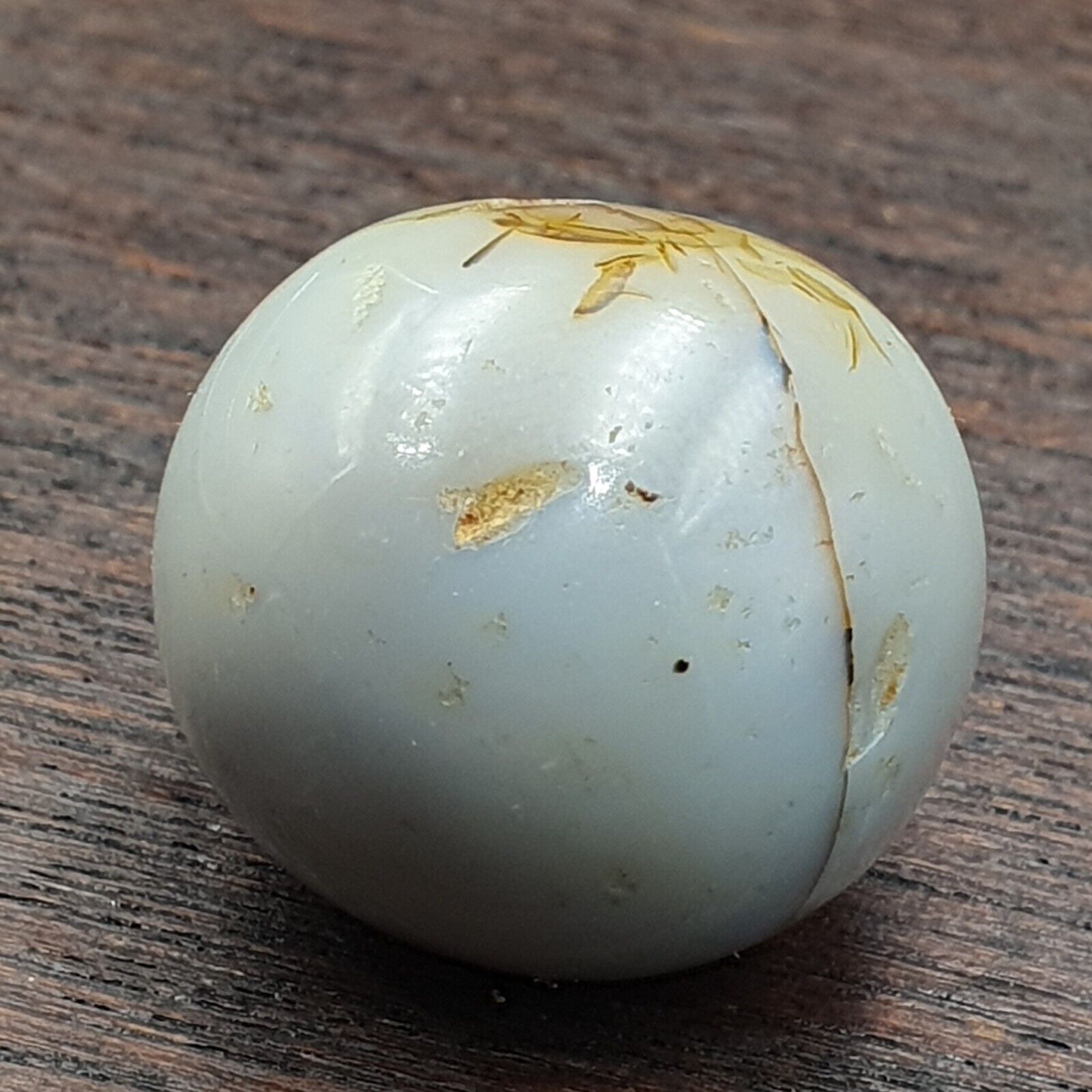 Antique Tibetan Gray Agate Bead: A Rare Gem from the Past 22x20 mm ET-8