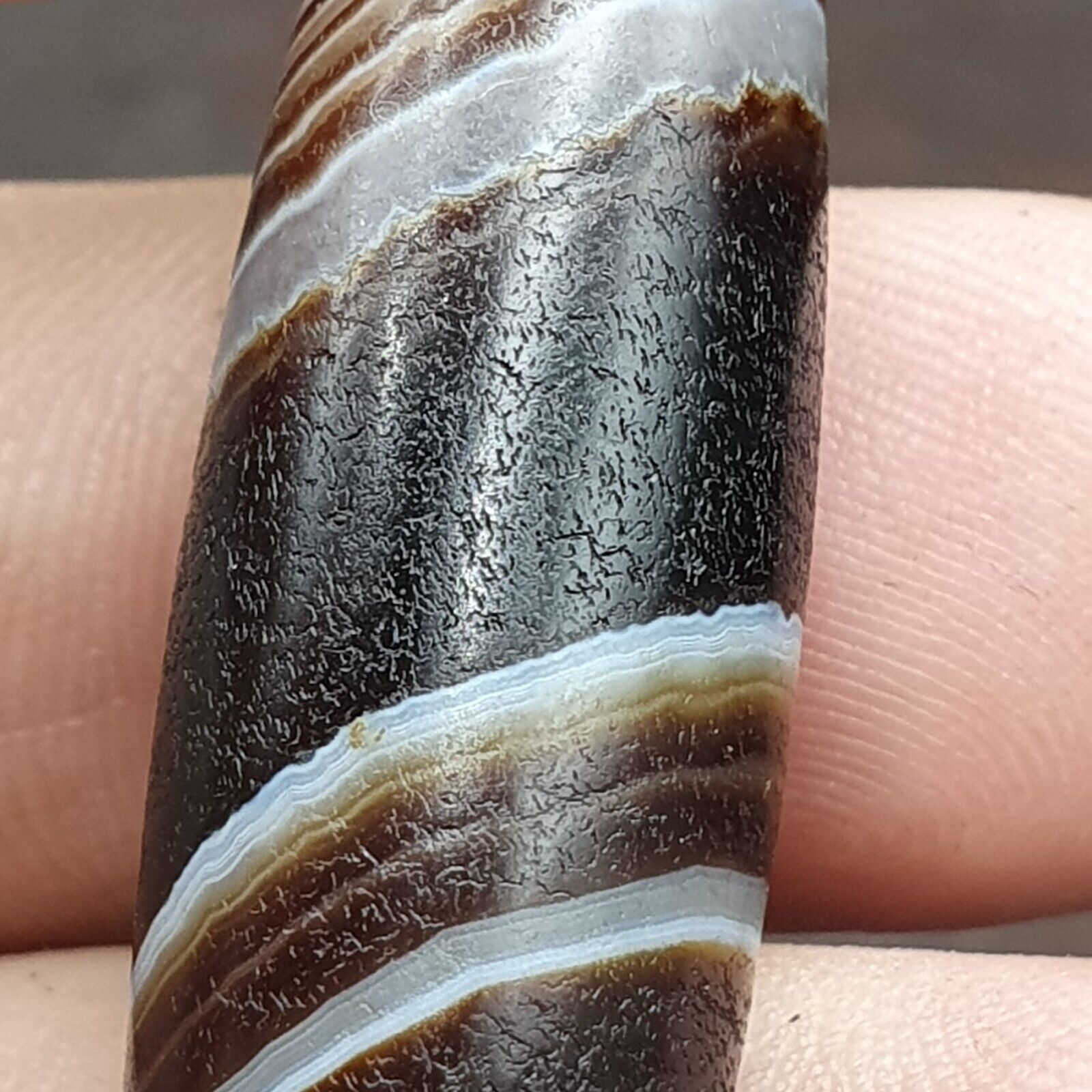 Antique Old Yemeni Agate Natural Rare pattern Banded Agate Bead 47.4mm BD-132