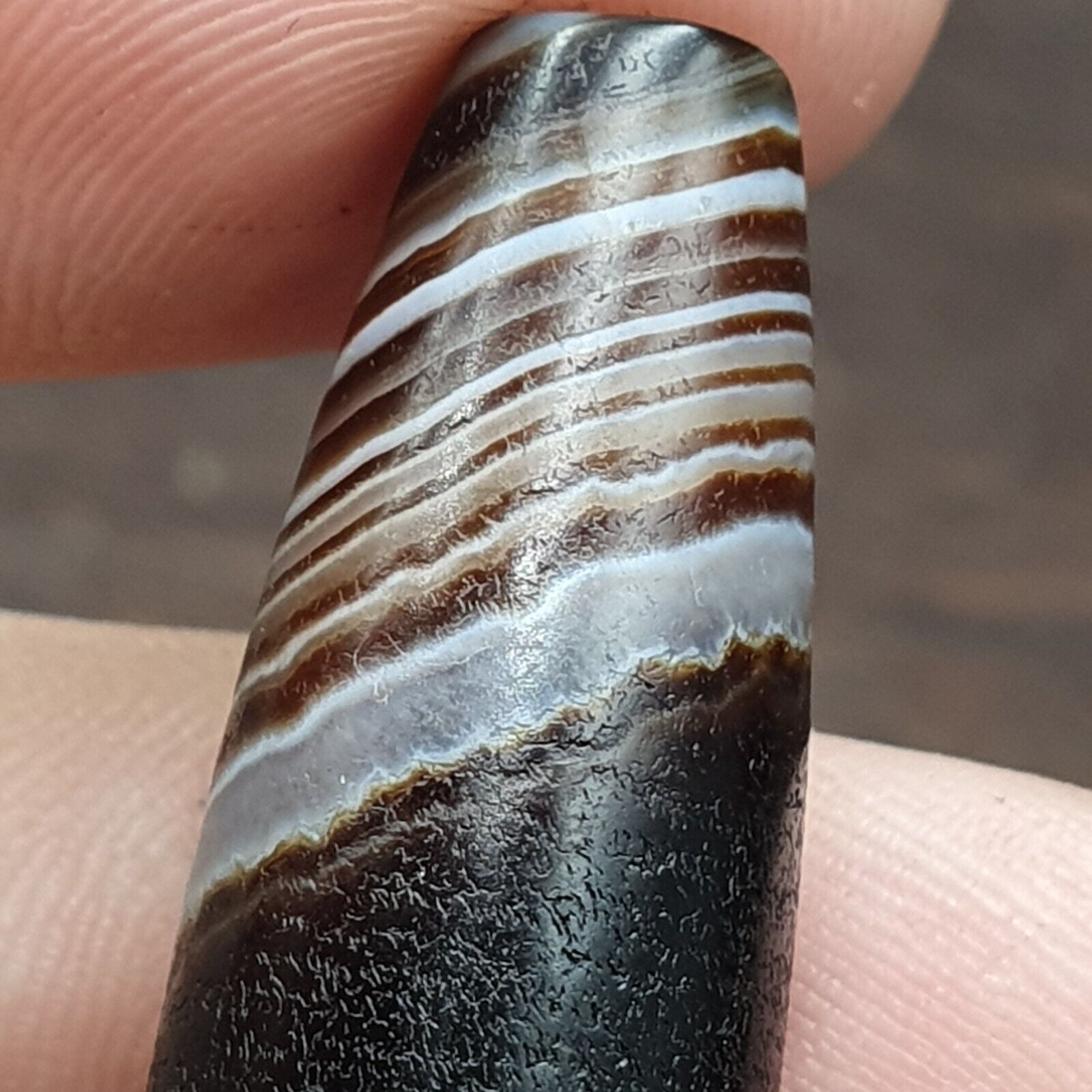 Antique Old Yemeni Agate Natural Rare pattern Banded Agate Bead 47.4mm BD-132