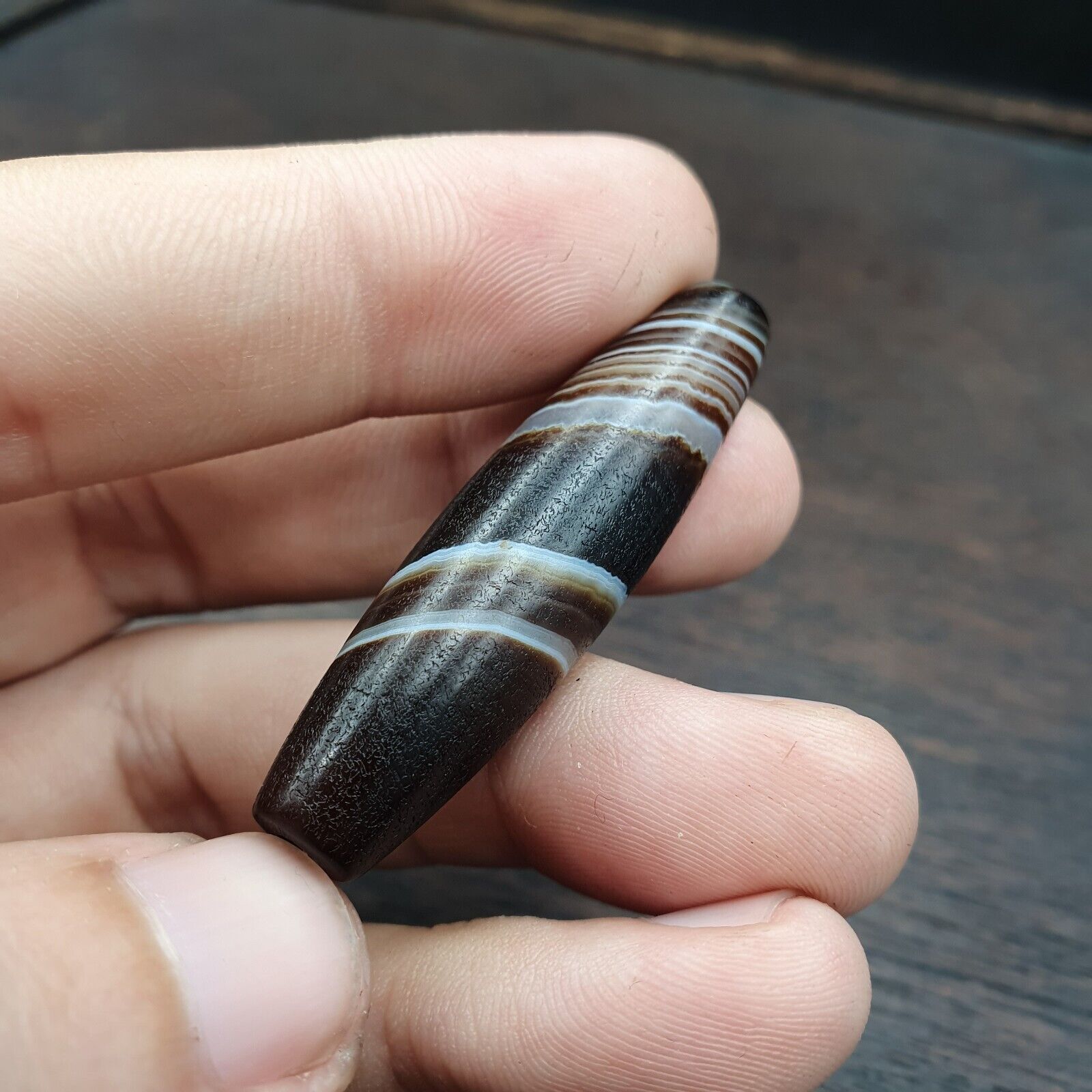 Antique Old Yemeni Agate Natural Rare pattern Banded Agate Bead 47.4mm BD-132