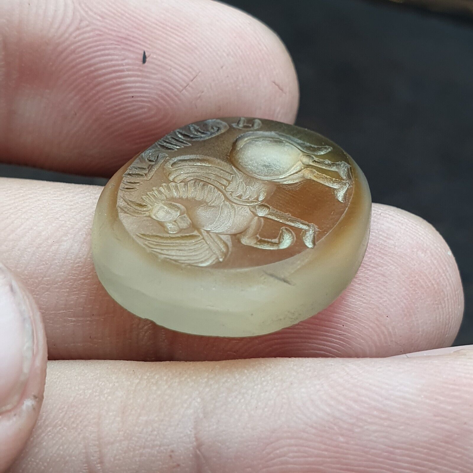 Antique AGATE SEAL BEAD Horse, Animals Intaglio Stamp Cabochon For Ring Pandent