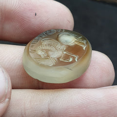 Antique AGATE SEAL BEAD Horse, Animals Intaglio Stamp Cabochon For Ring Pandent
