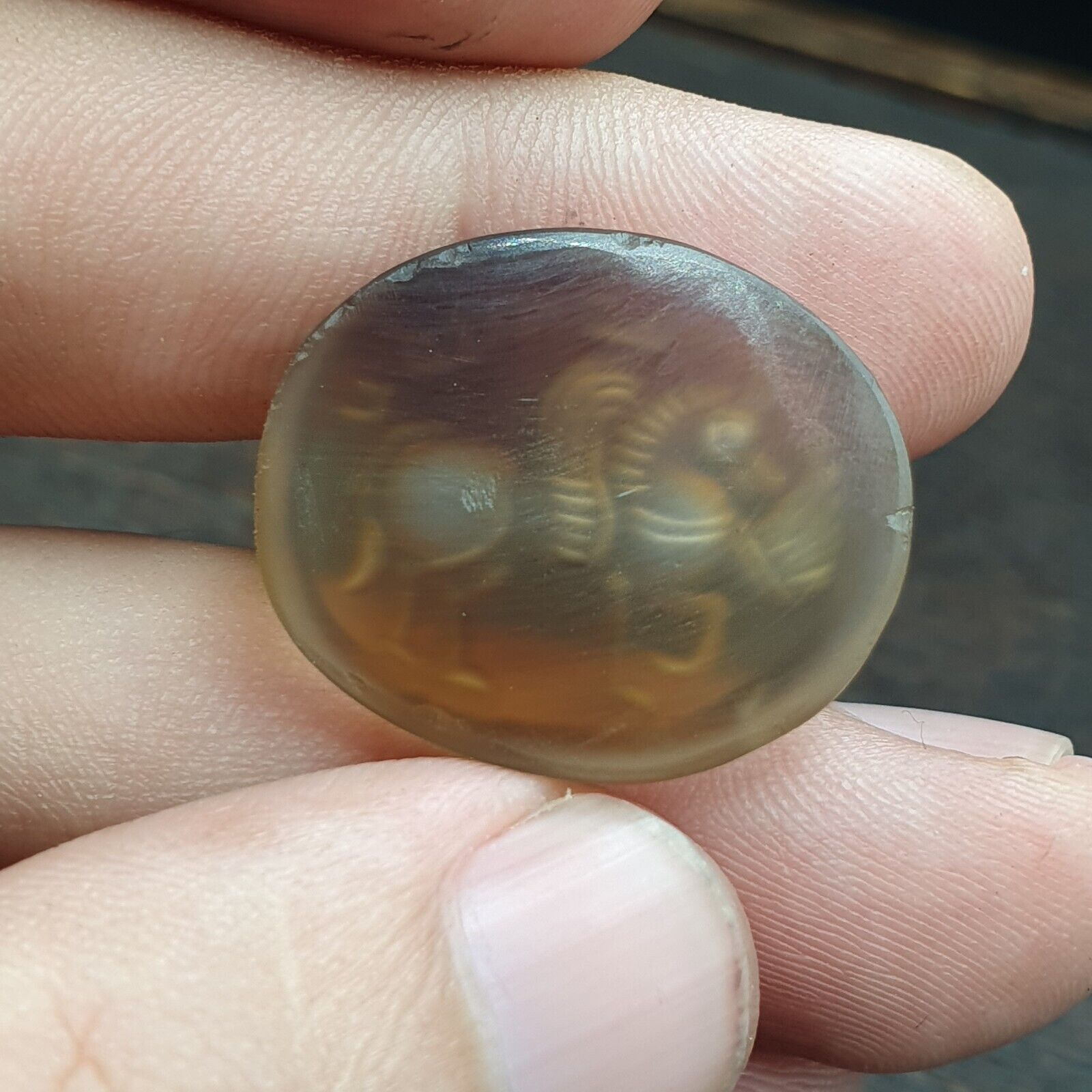 Antique AGATE SEAL BEAD Horse, Animals Intaglio Stamp Cabochon For Ring Pandent