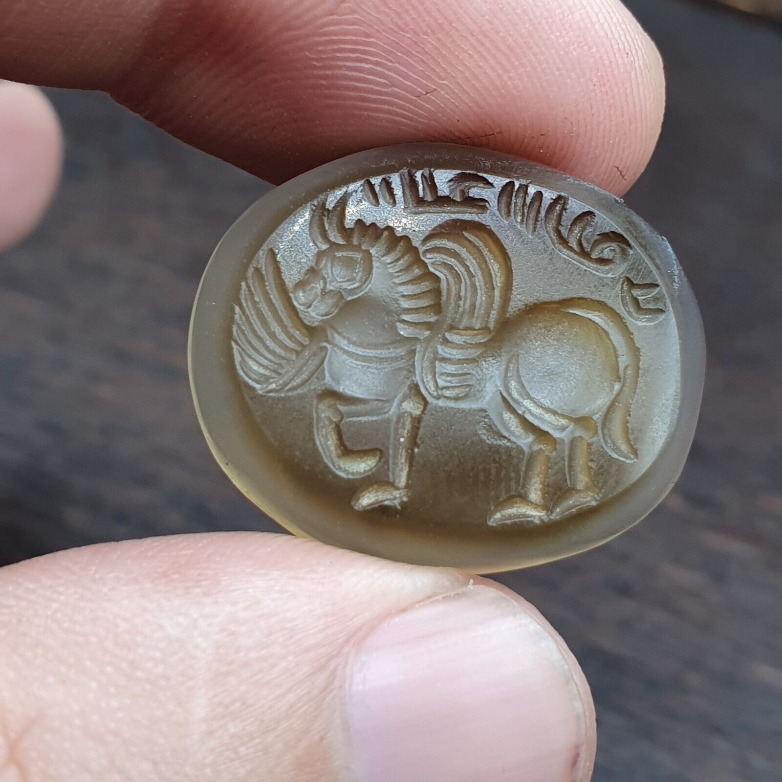 Antique AGATE SEAL BEAD Horse, Animals Intaglio Stamp Cabochon For Ring Pandent