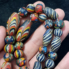 Antique Roman Style Mosaic Glass Beads Necklace