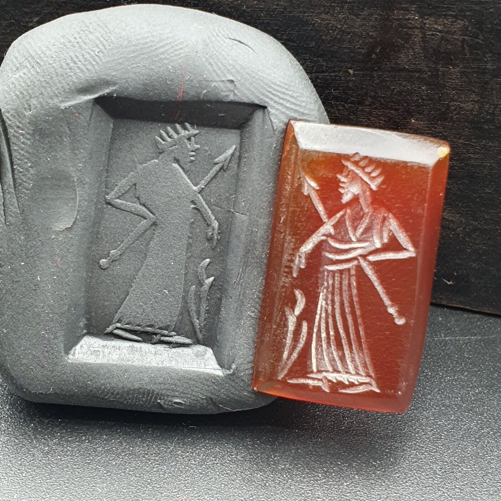 Red AGATE SEAL BEAD King Intaglio Stamp Cabochon For Ring Pandent