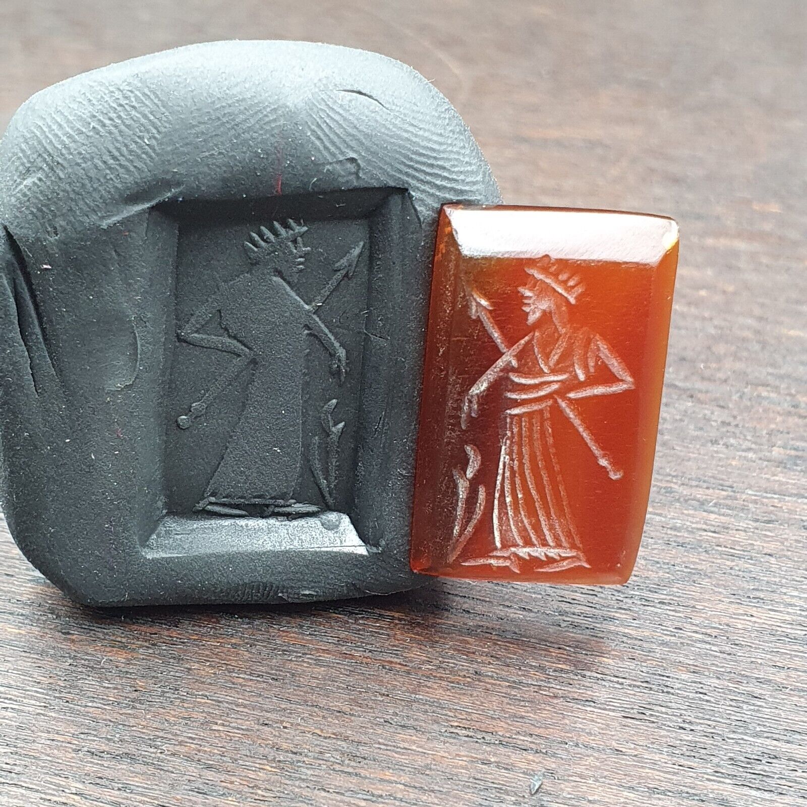 Red AGATE SEAL BEAD King Intaglio Stamp Cabochon For Ring Pandent
