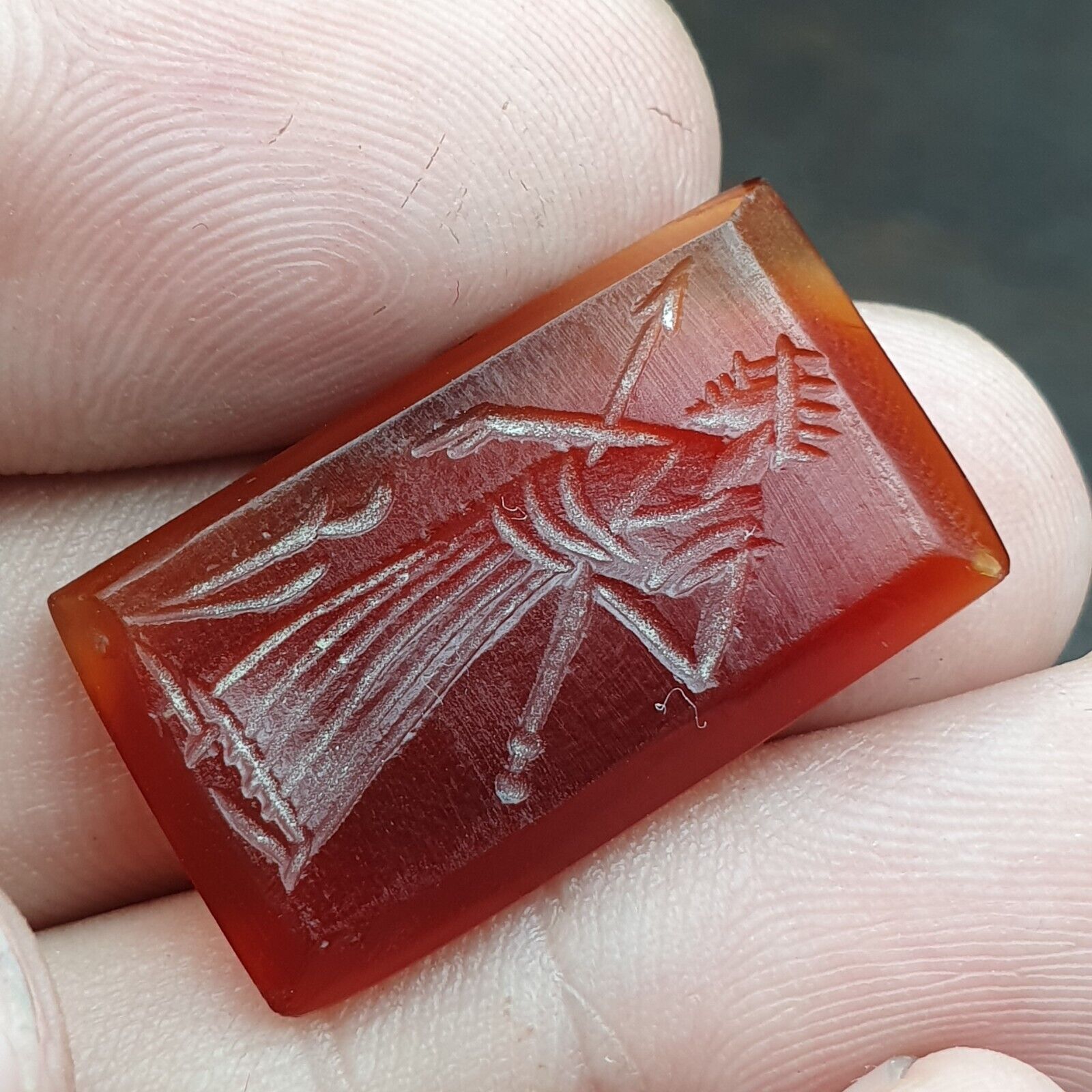 Red AGATE SEAL BEAD King Intaglio Stamp Cabochon For Ring Pandent
