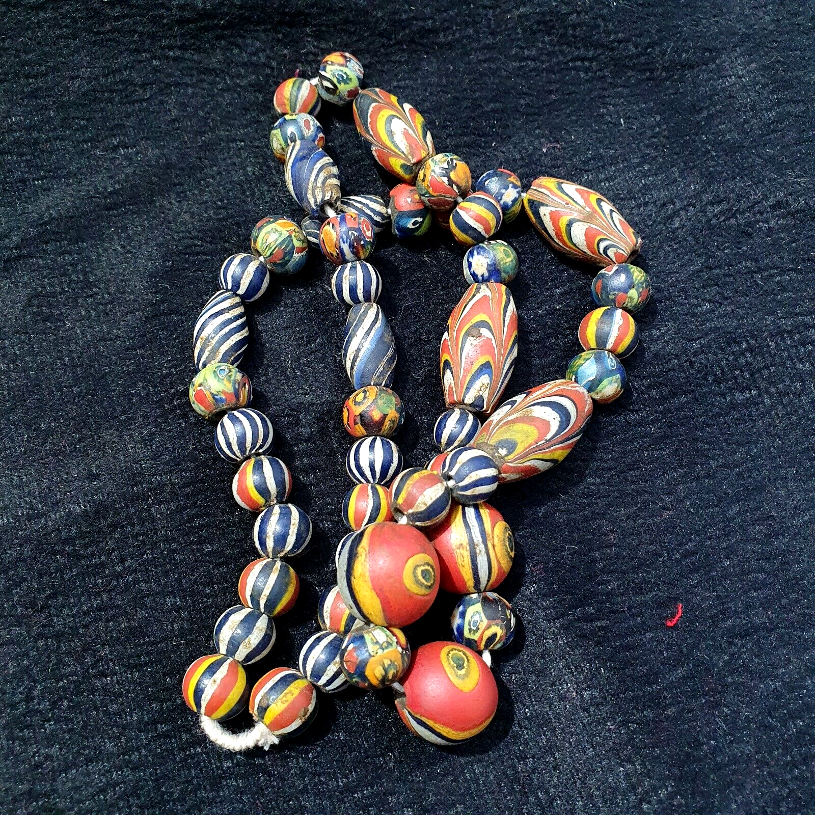 Antique Roman Style Mosaic Glass Beads Necklace