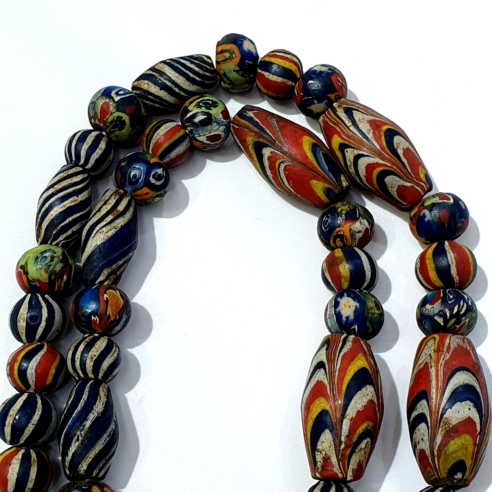 Antique Roman Style Mosaic Glass Beads Necklace