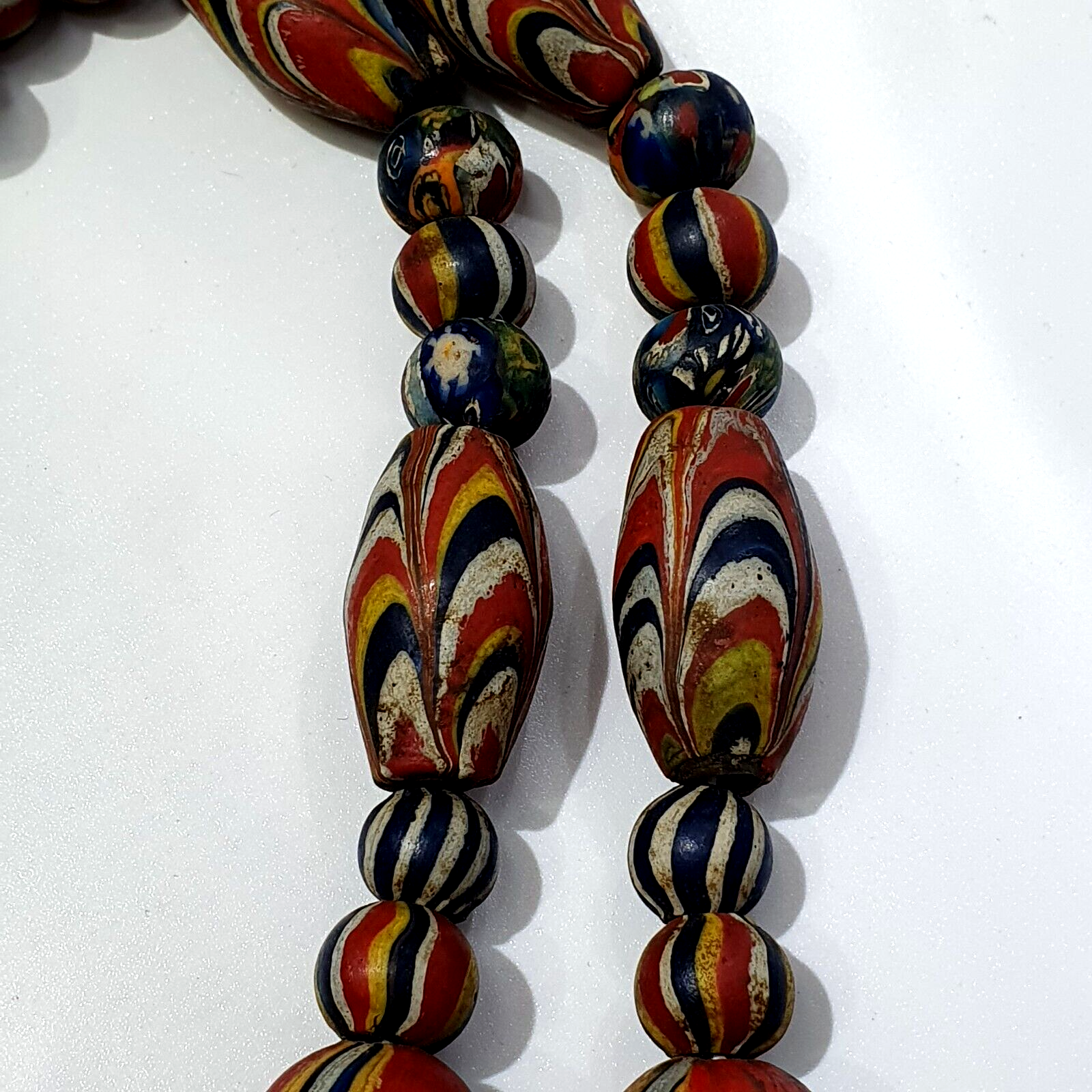 Antique Roman Style Mosaic Glass Beads Necklace