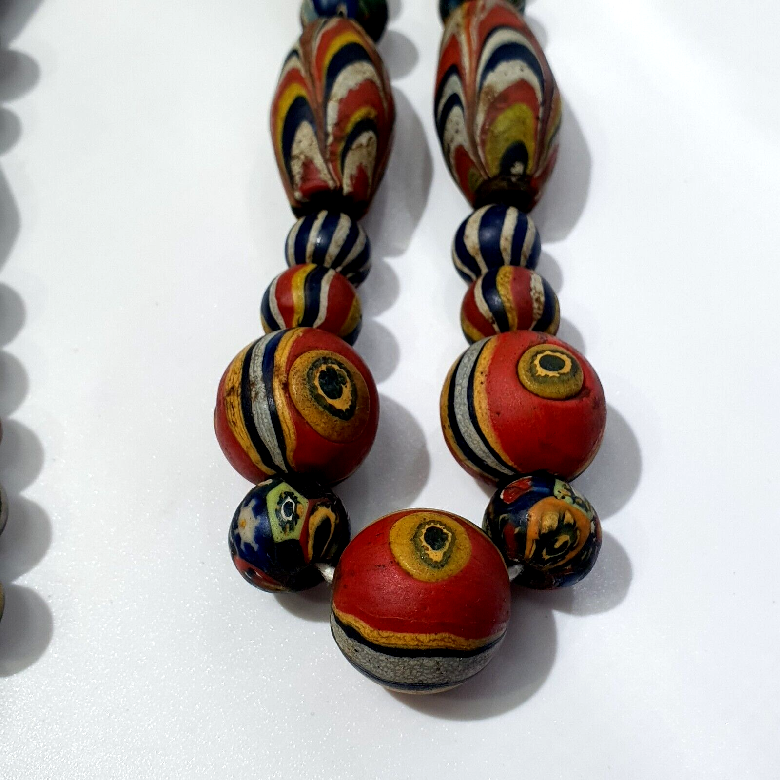 Antique Roman Style Mosaic Glass Beads Necklace