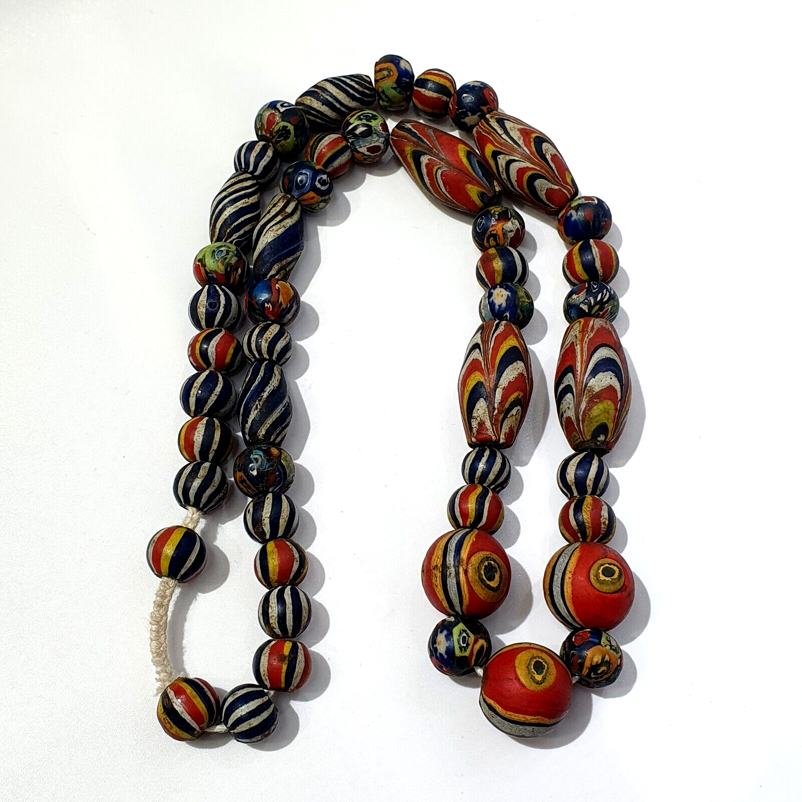 Antique Roman Style Mosaic Glass Beads Necklace