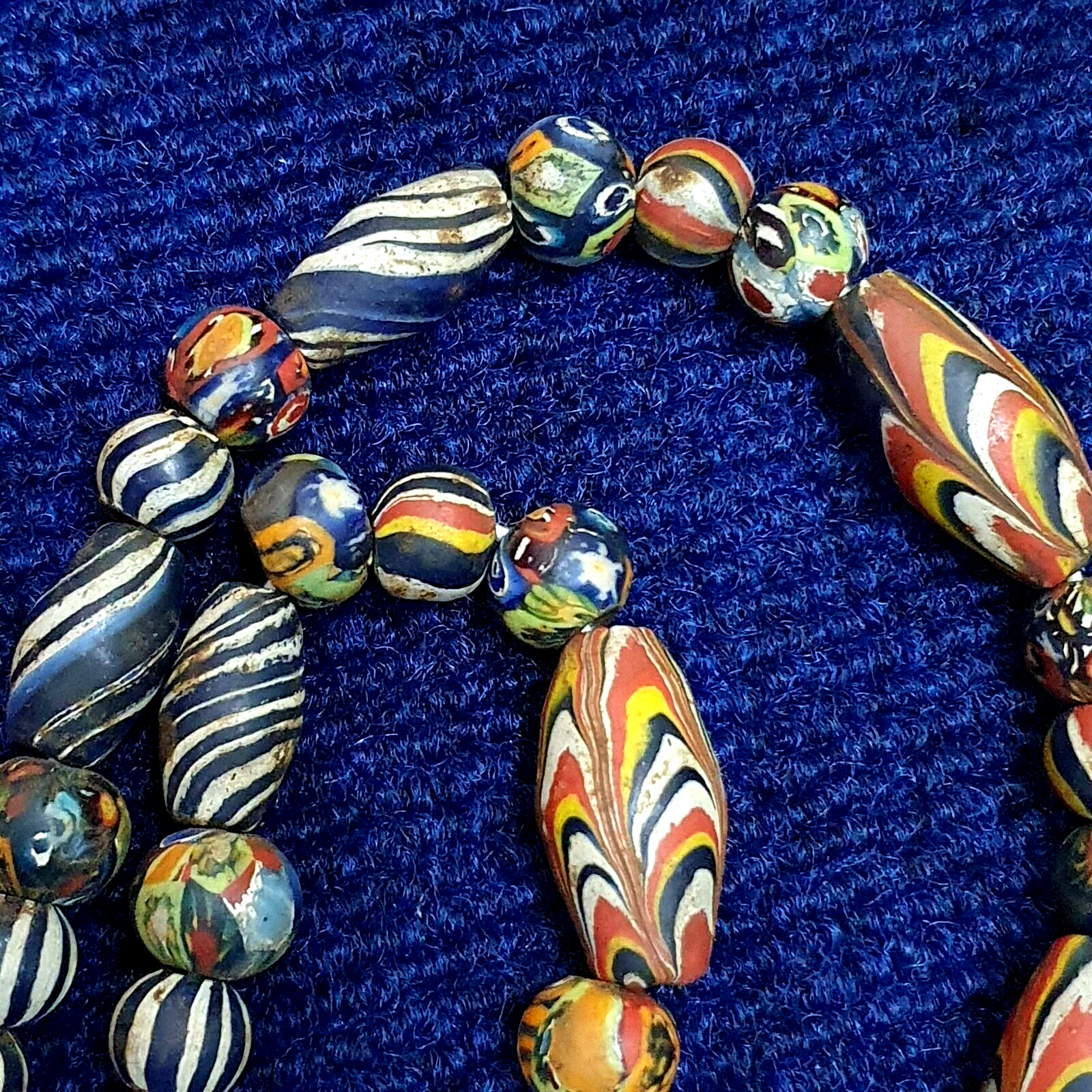Antique Roman Style Mosaic Glass Beads Necklace