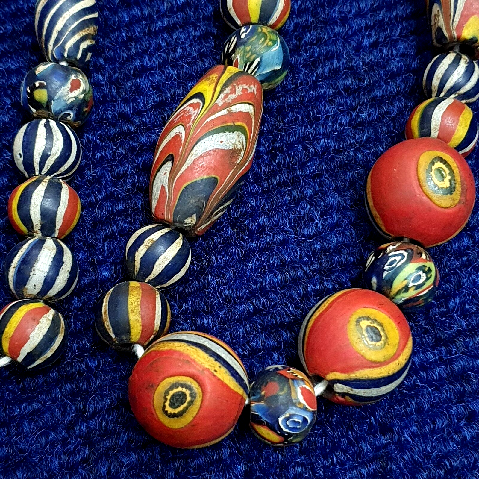 Antique Roman Style Mosaic Glass Beads Necklace