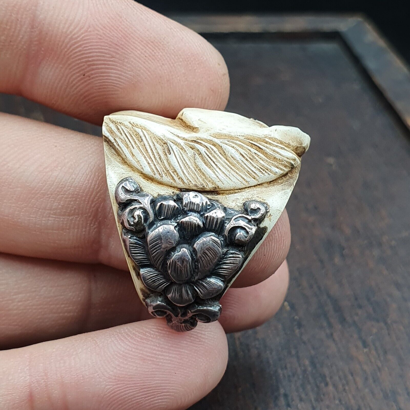 Antique Cowboy Hand carving Horse Head 925 Sterling Silver Ring