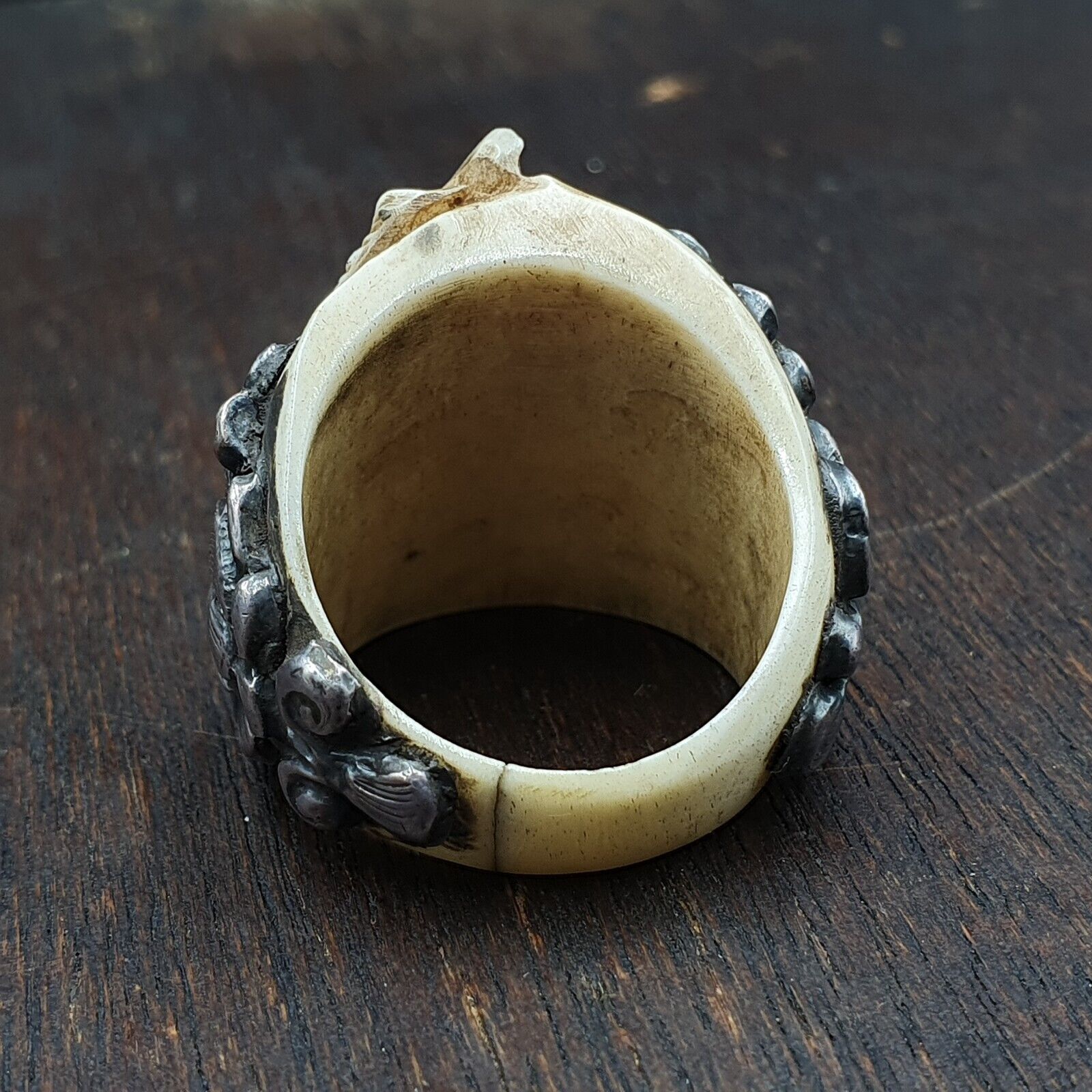 Antique Cowboy Hand carving Horse Head 925 Sterling Silver Ring