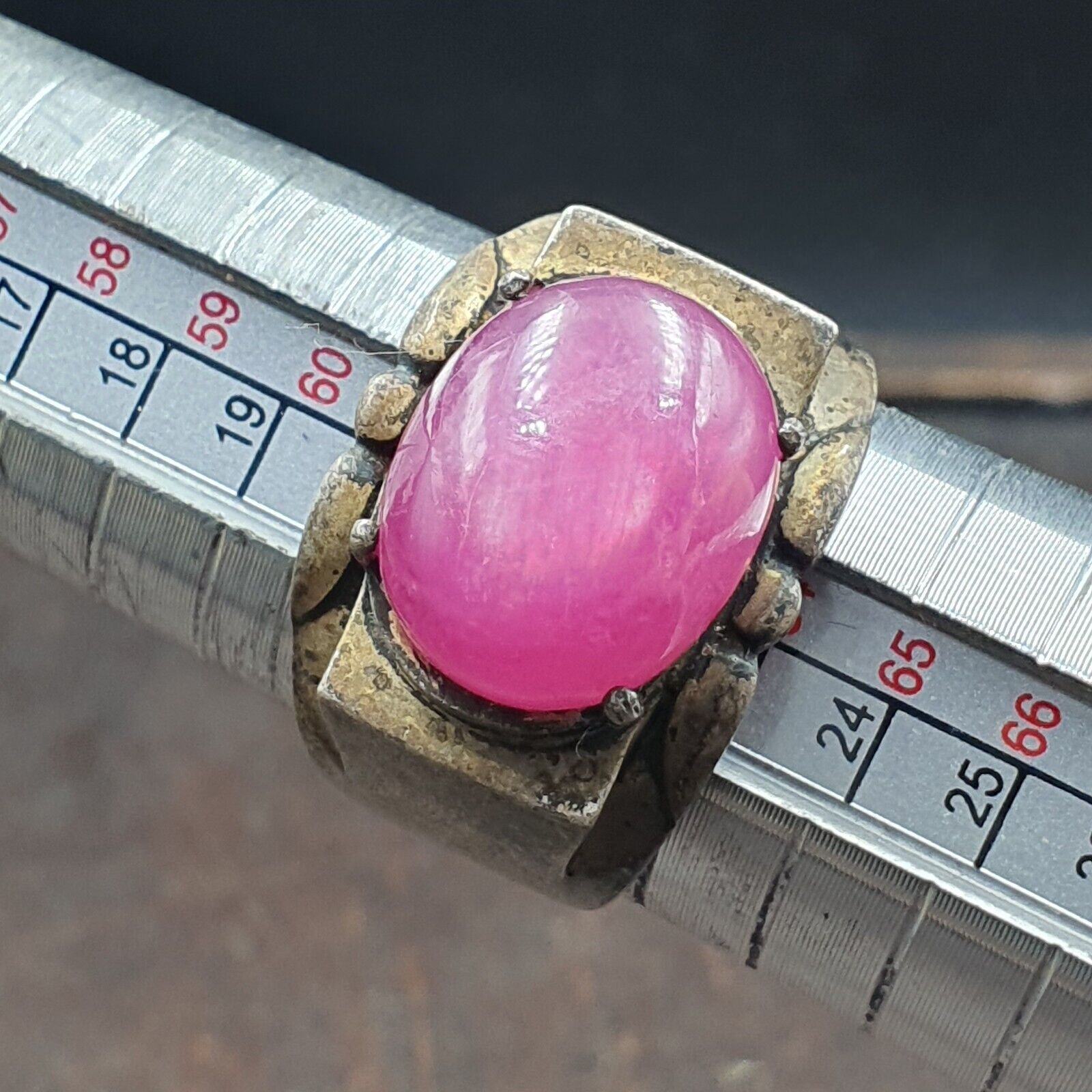 Antique Natural Afghanistan Ruby 925 Sterling Silver Ring