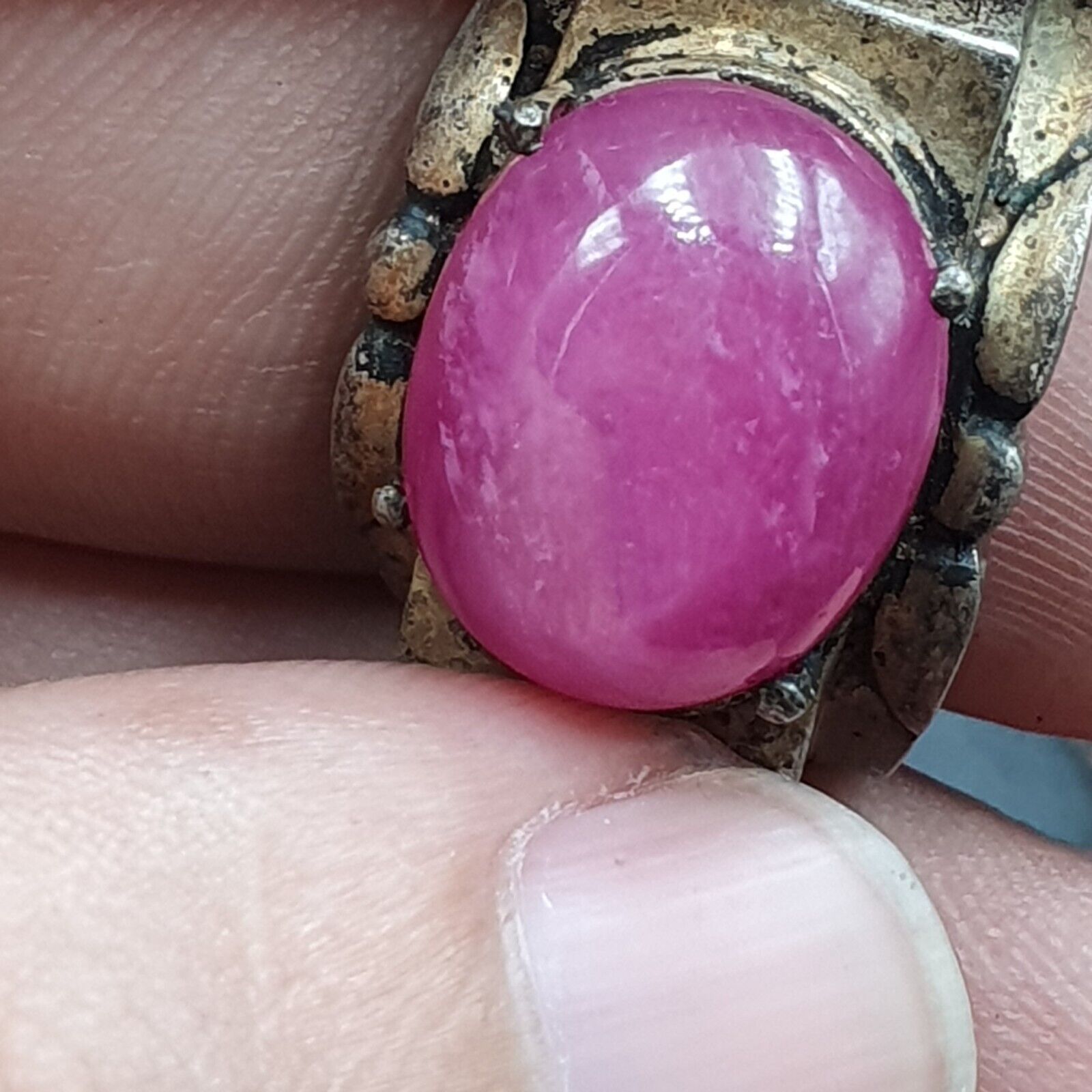 Antique Natural Afghanistan Ruby 925 Sterling Silver Ring