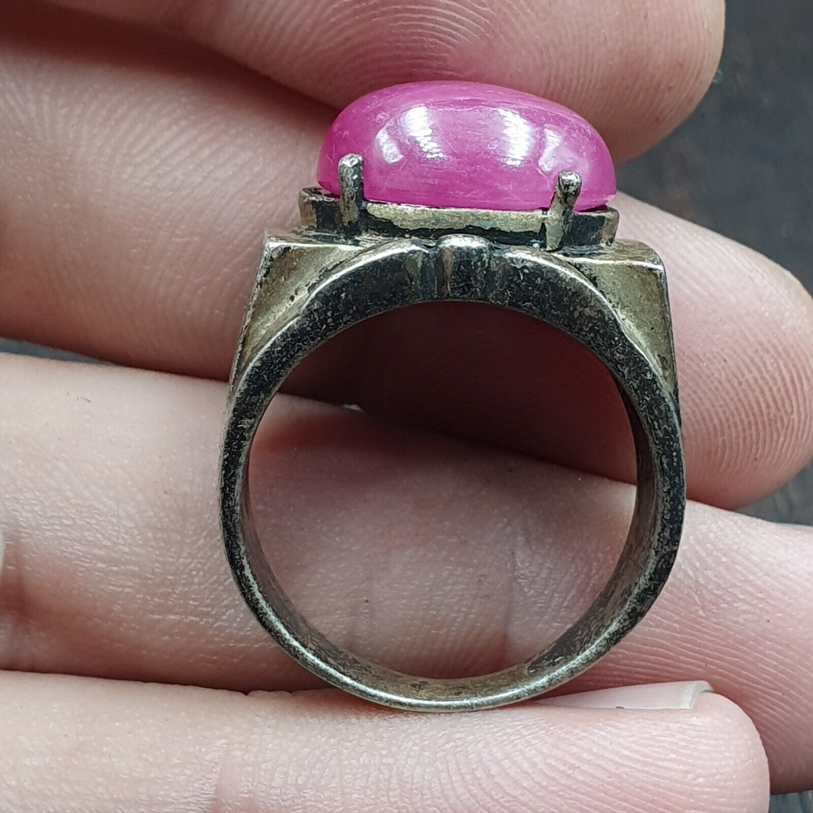 Antique Natural Afghanistan Ruby 925 Sterling Silver Ring