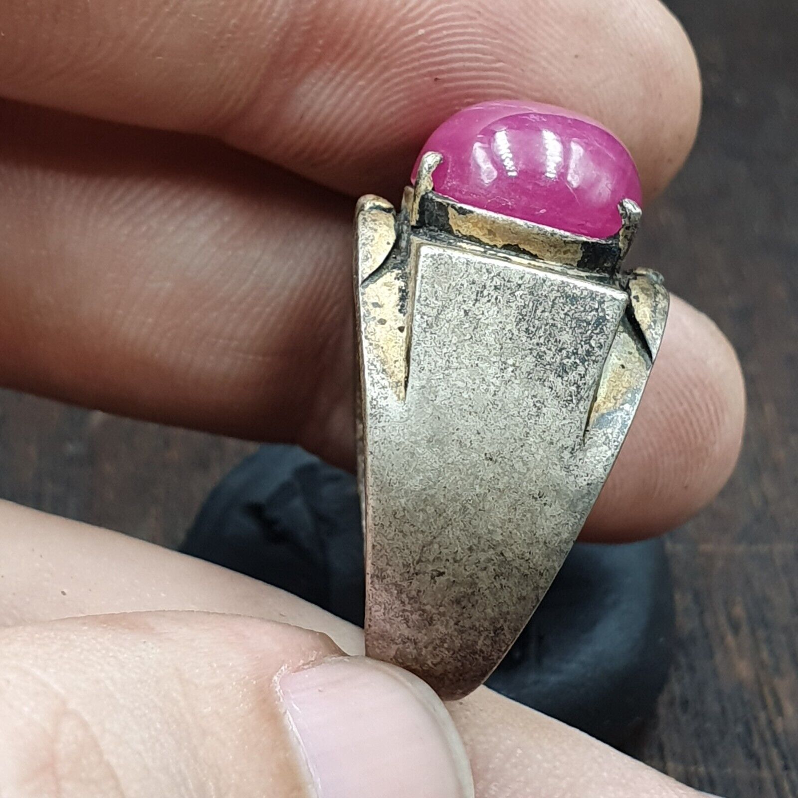 Antique Natural Afghanistan Ruby 925 Sterling Silver Ring