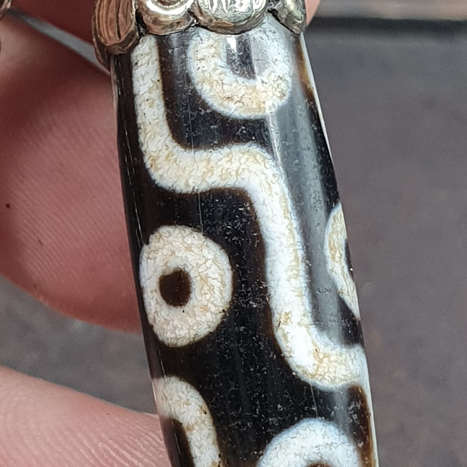 9 falling Eyes Tibetan Silver Nepalese dzi Agate bead pendant Necklace TB-1