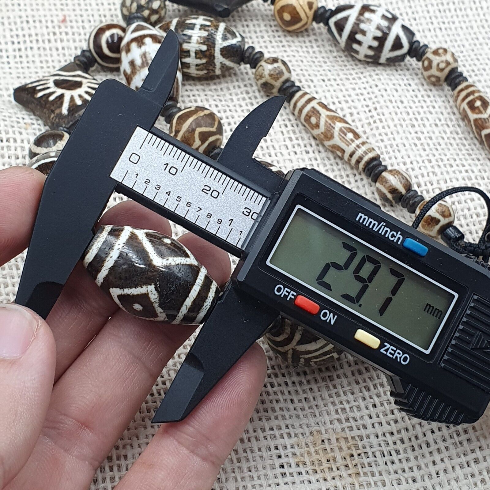 South Asian Burmese Old Pumtek Pyu beads Long necklace rare patterns #1