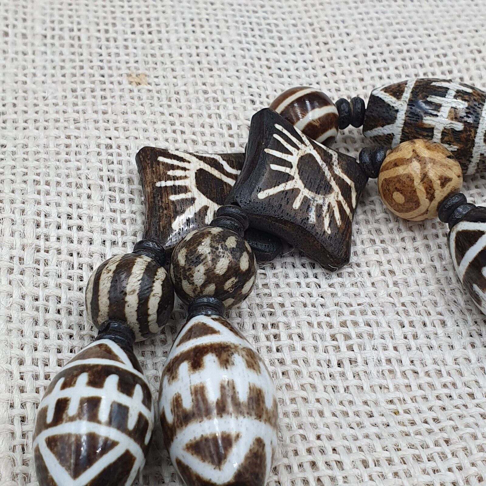 South Asian Burmese Old Pumtek Pyu beads Long necklace rare patterns #1