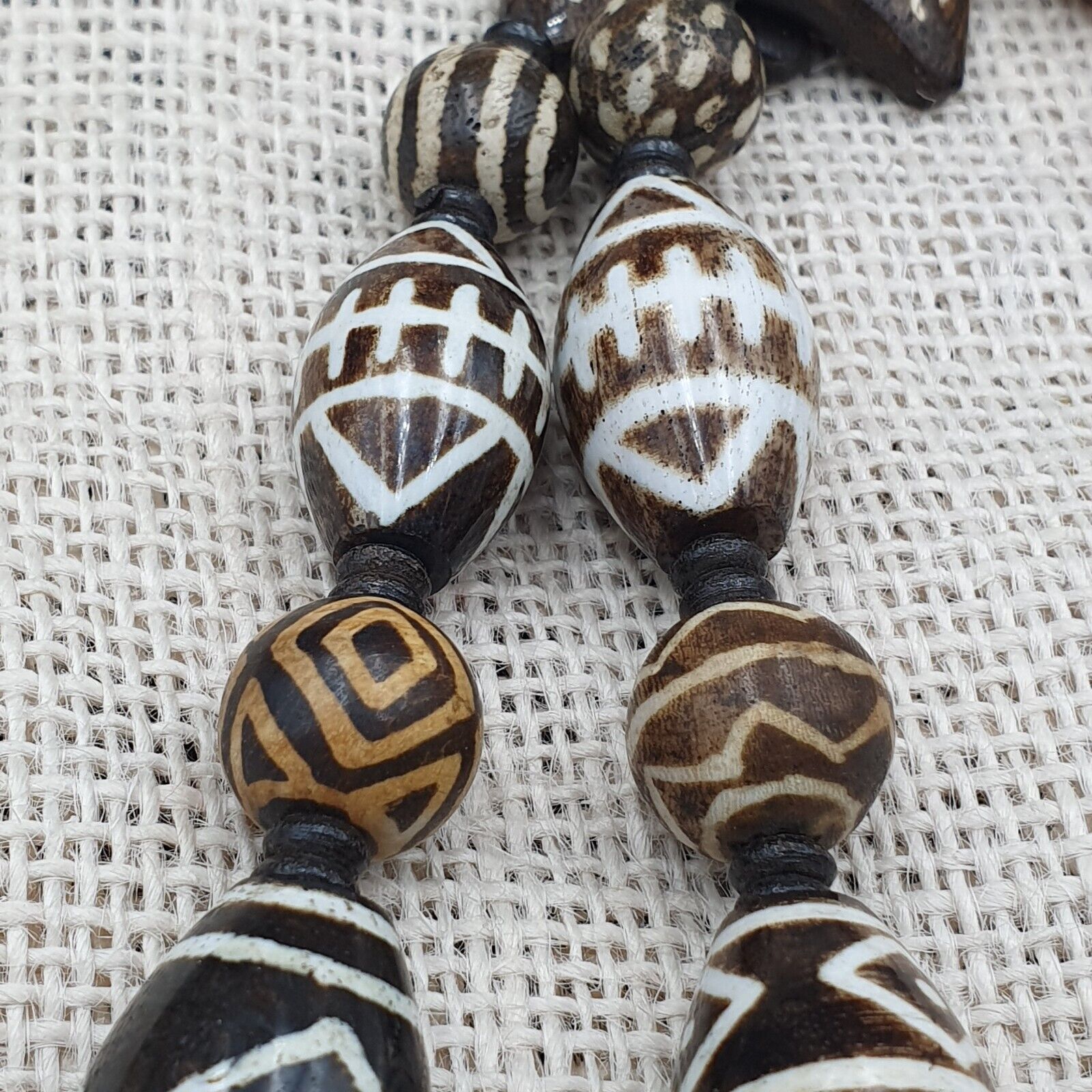 South Asian Burmese Old Pumtek Pyu beads Long necklace rare patterns #1