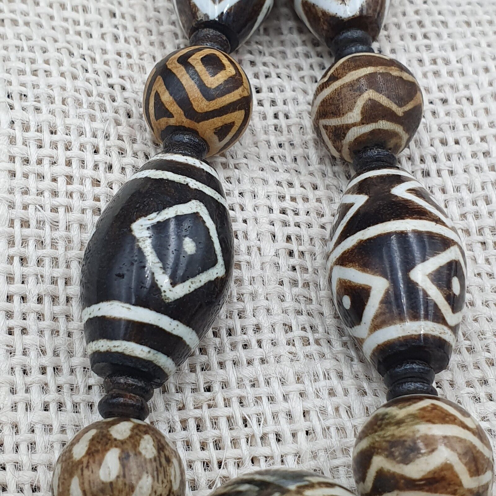 South Asian Burmese Old Pumtek Pyu beads Long necklace rare patterns #1