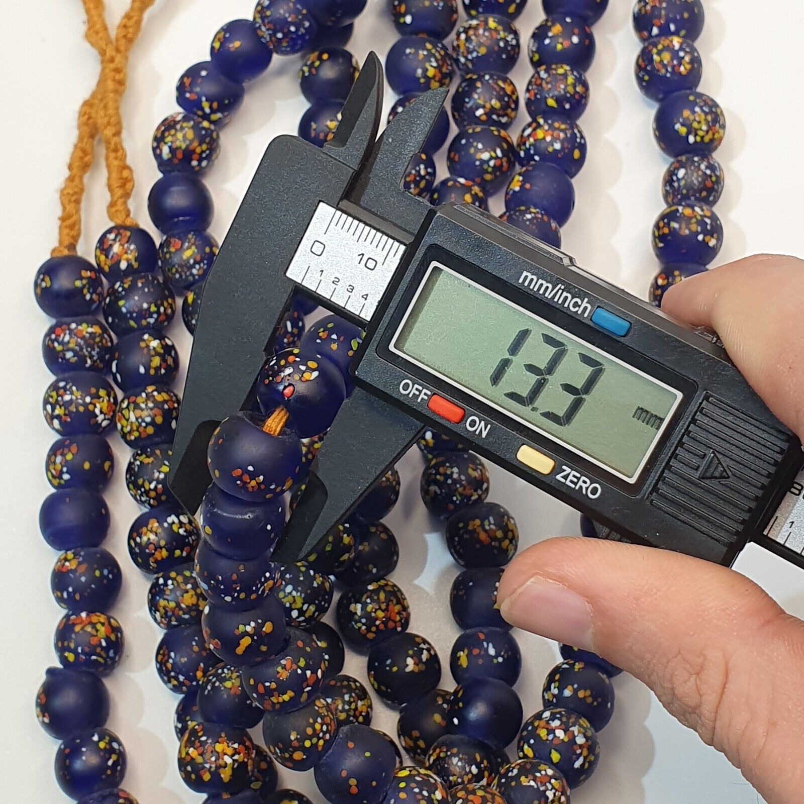 Vintage Trade Cobalt Blue Candy Glass Beads Beaded Necklace CND-B1