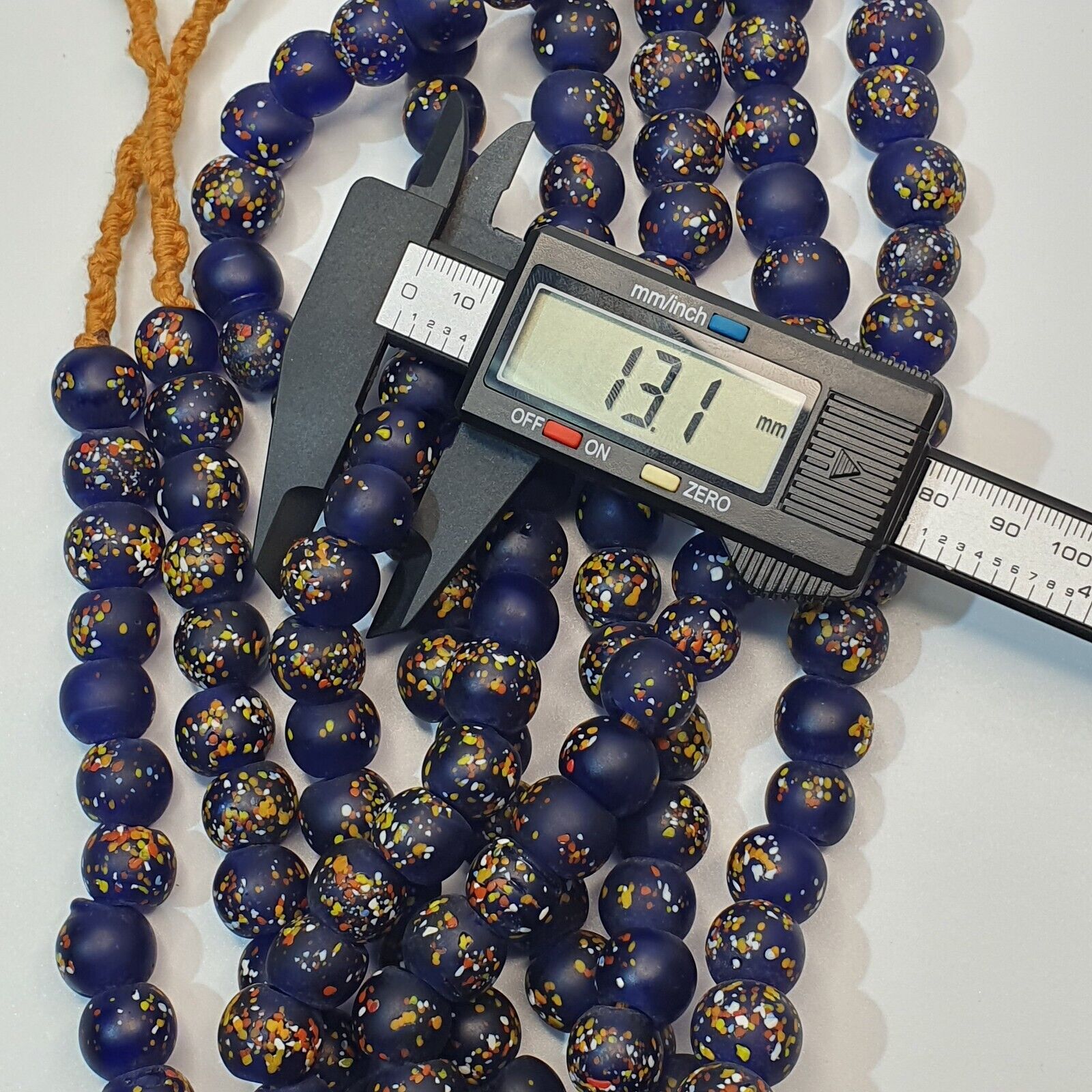 Vintage Trade Cobalt Blue Candy Glass Beads Beaded Necklace CND-B1