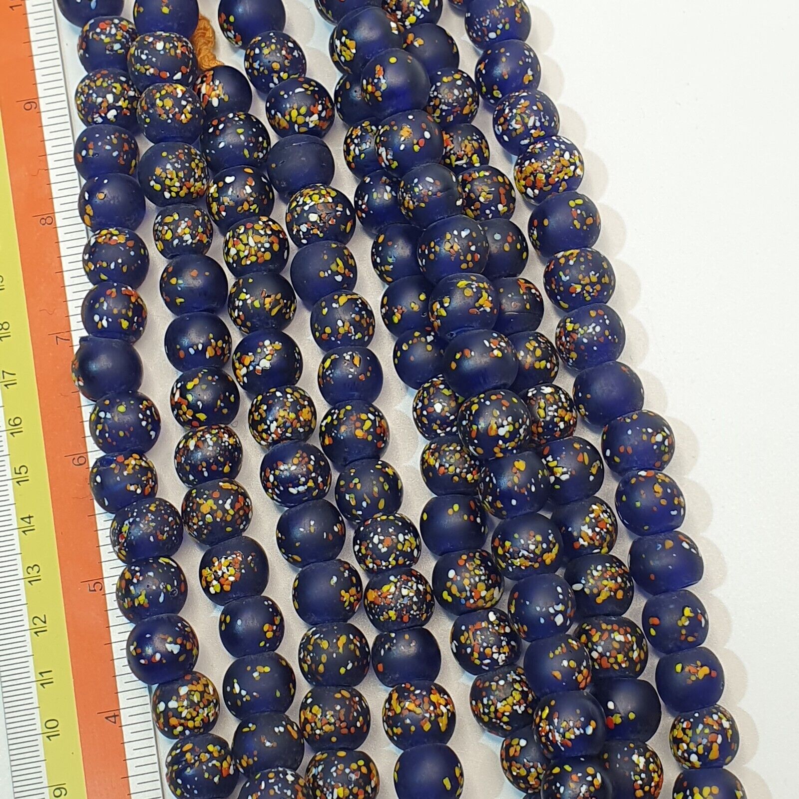 Vintage Trade Cobalt Blue Candy Glass Beads Beaded Necklace CND-B1