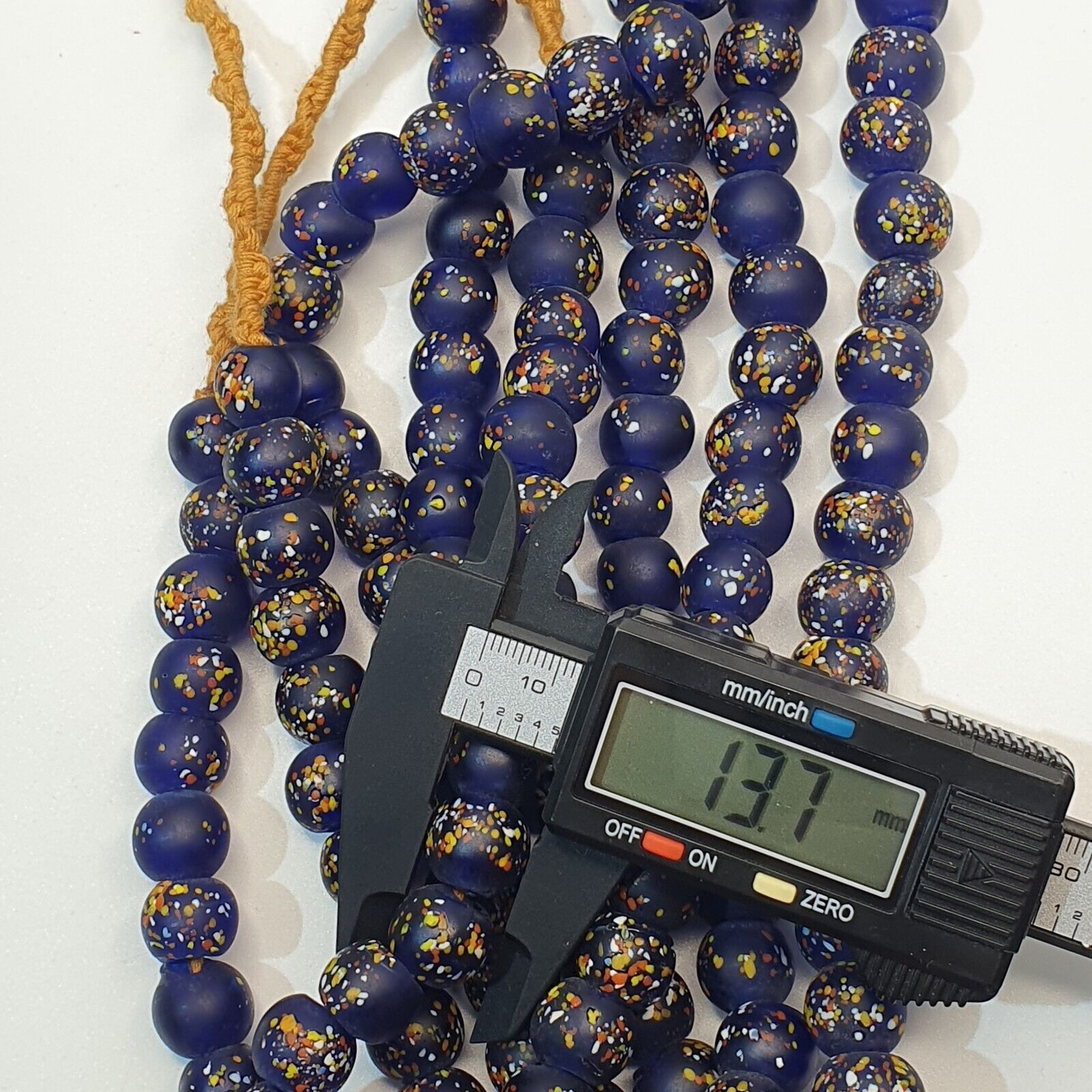 Vintage Trade Cobalt Blue Candy Glass Beads Beaded Necklace CND-B1