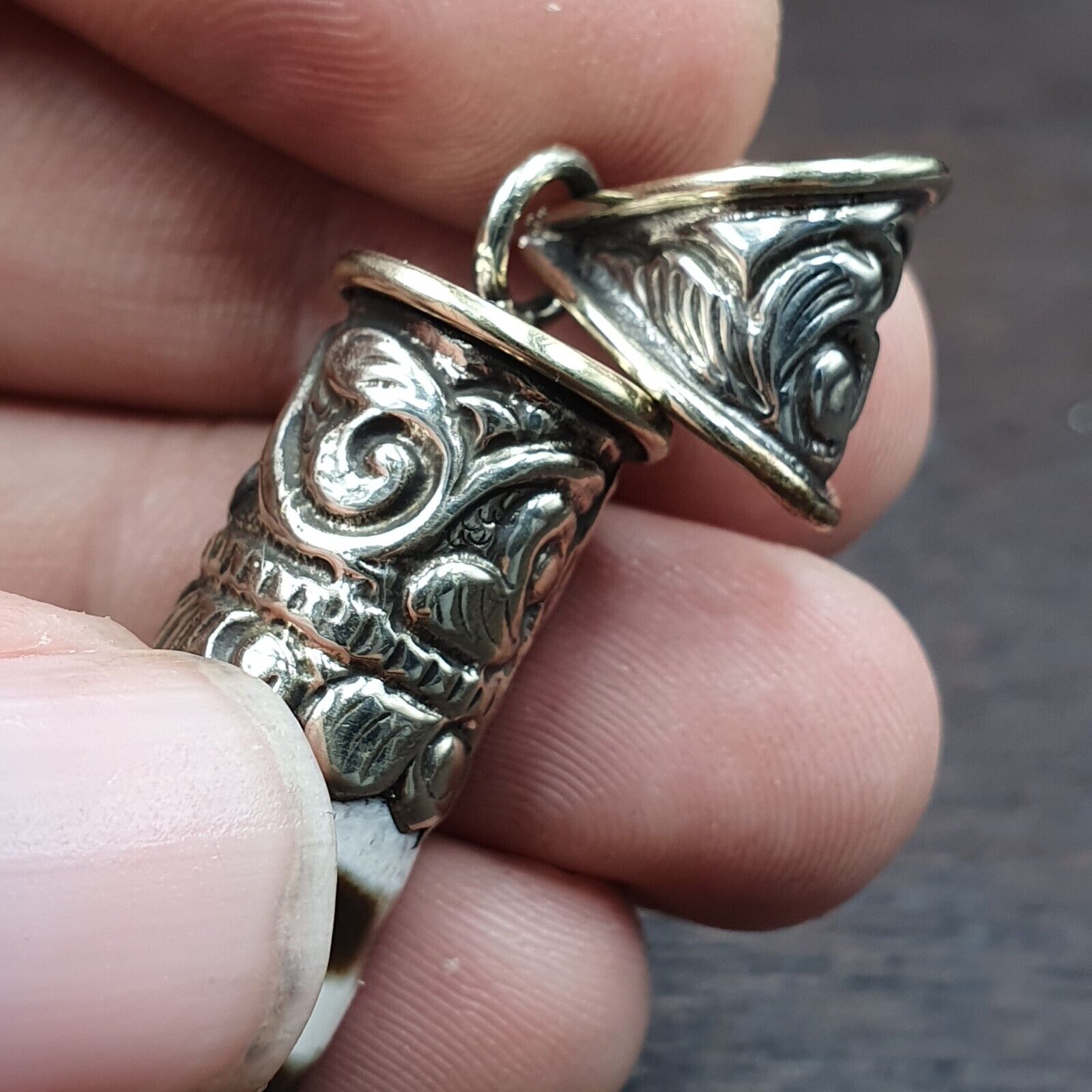 Rare 3 Stripes Tibetan Nepalese Agate bead dzi pendant Necklace TBN-2L