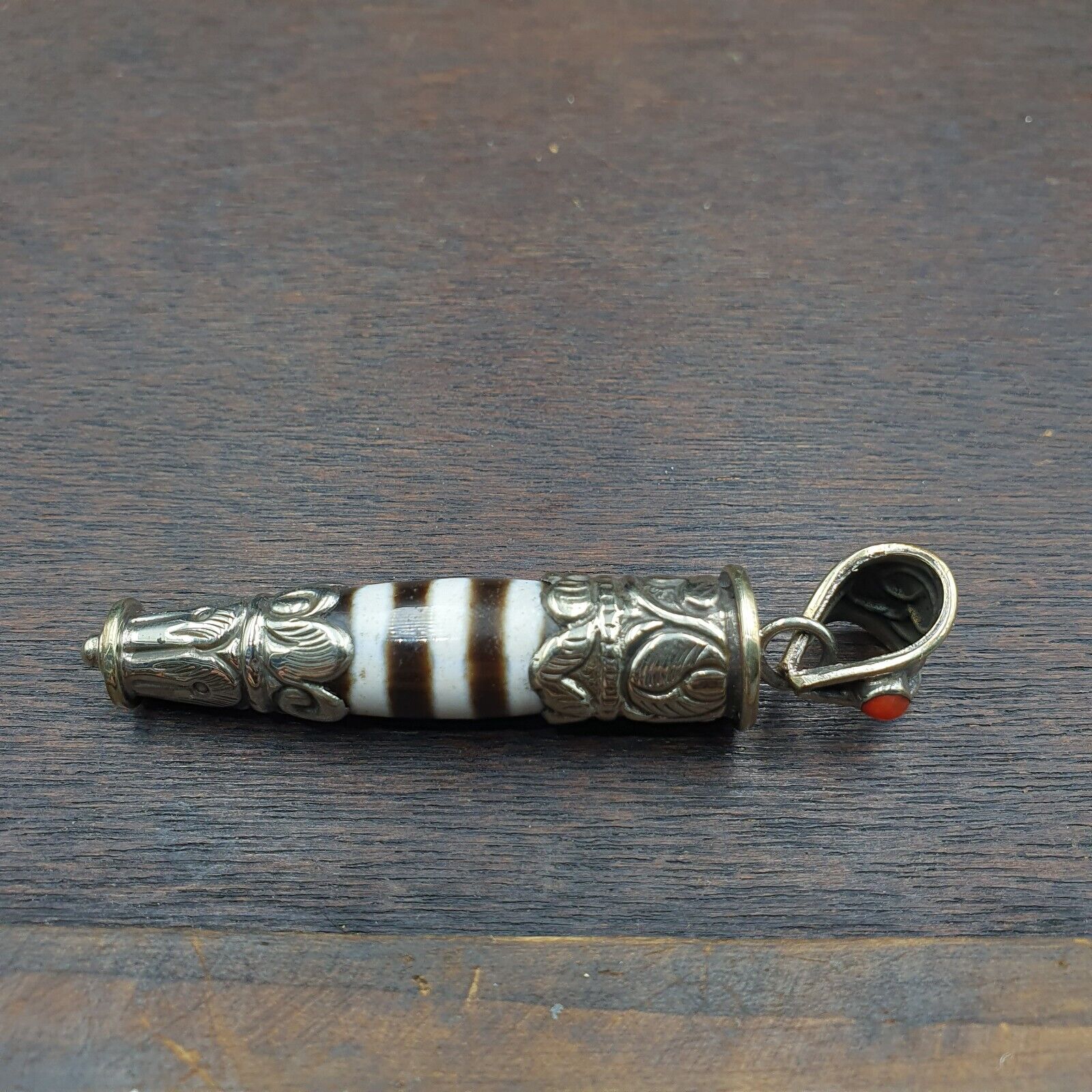 Rare 3 Stripes Tibetan Nepalese Agate bead dzi pendant Necklace TBN-2L