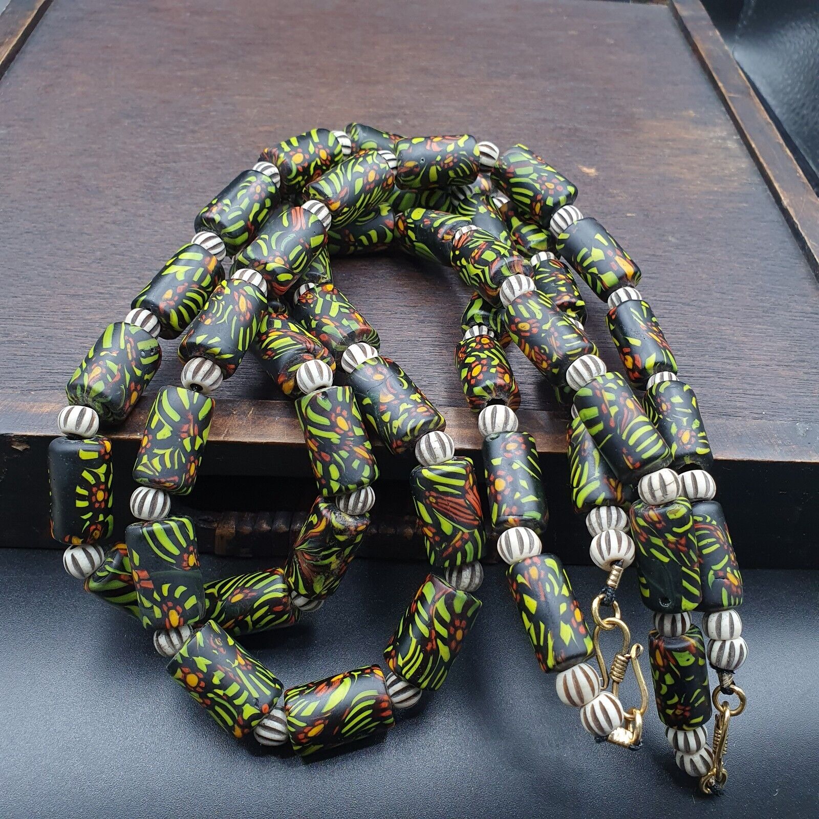 Vintage Trade Green Beads Beaded Necklace