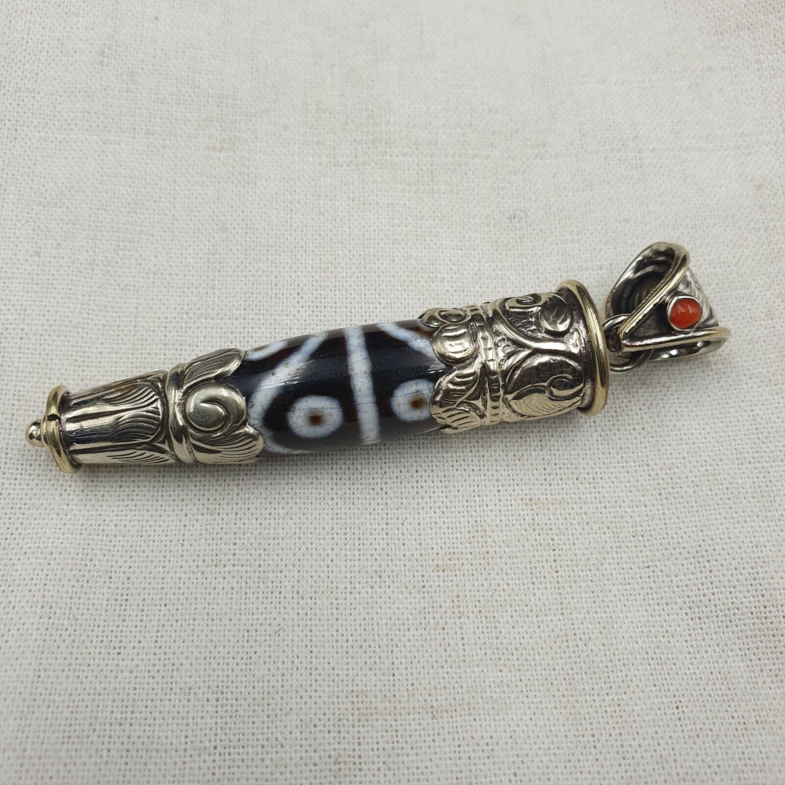 Rare 8 Eyes Tibetan Nepalese Agate bead dzi pendant Necklace TBN-8EY