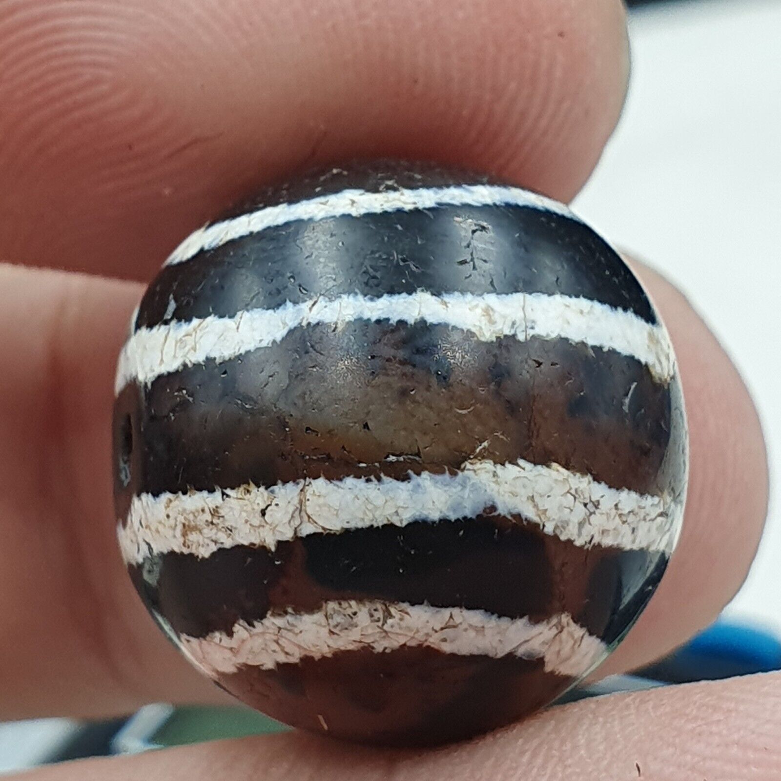 ETC-11-2 Antique Tibetan Etched Agate Bead Decorated Carnelian Beads