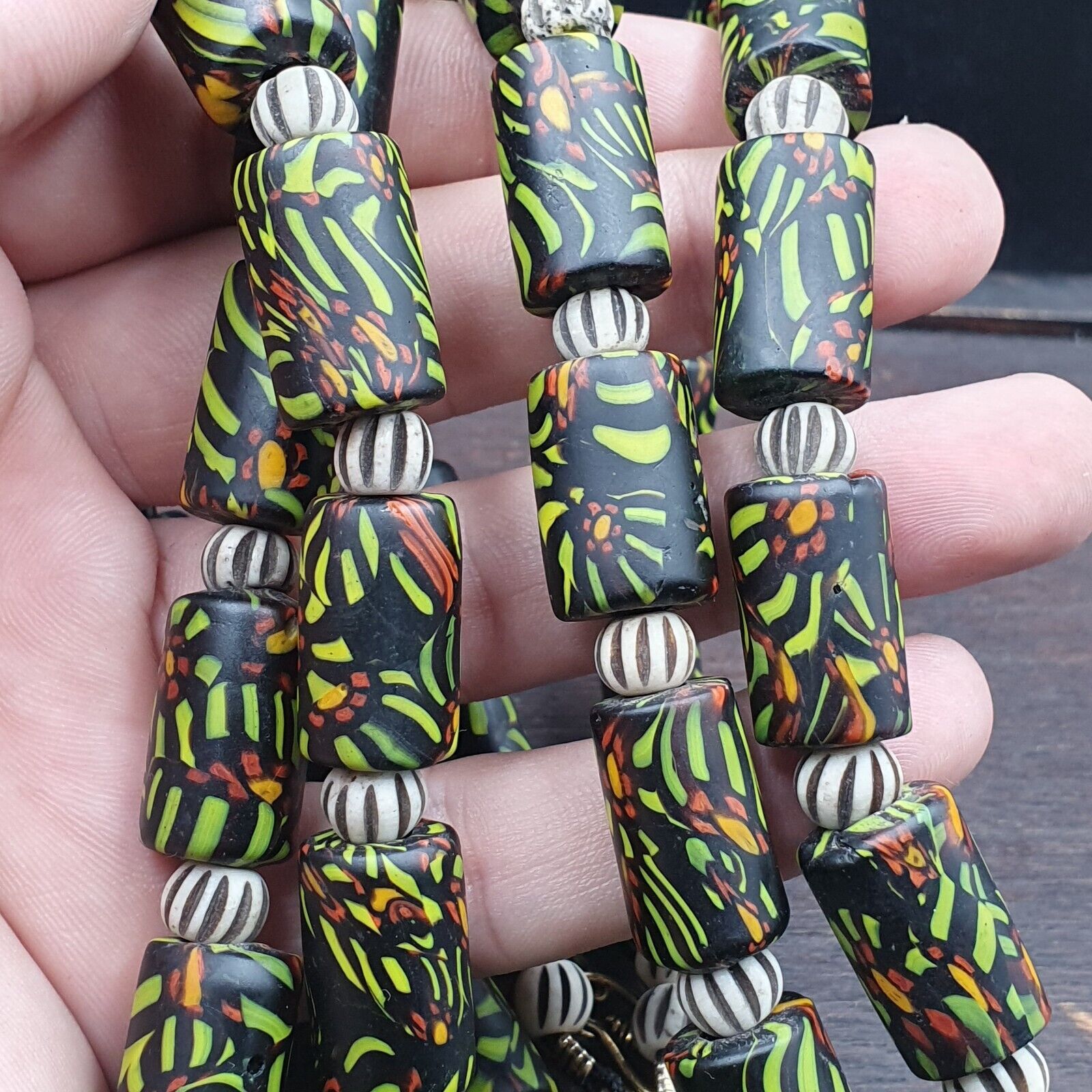 Vintage Trade Green Beads Beaded Necklace