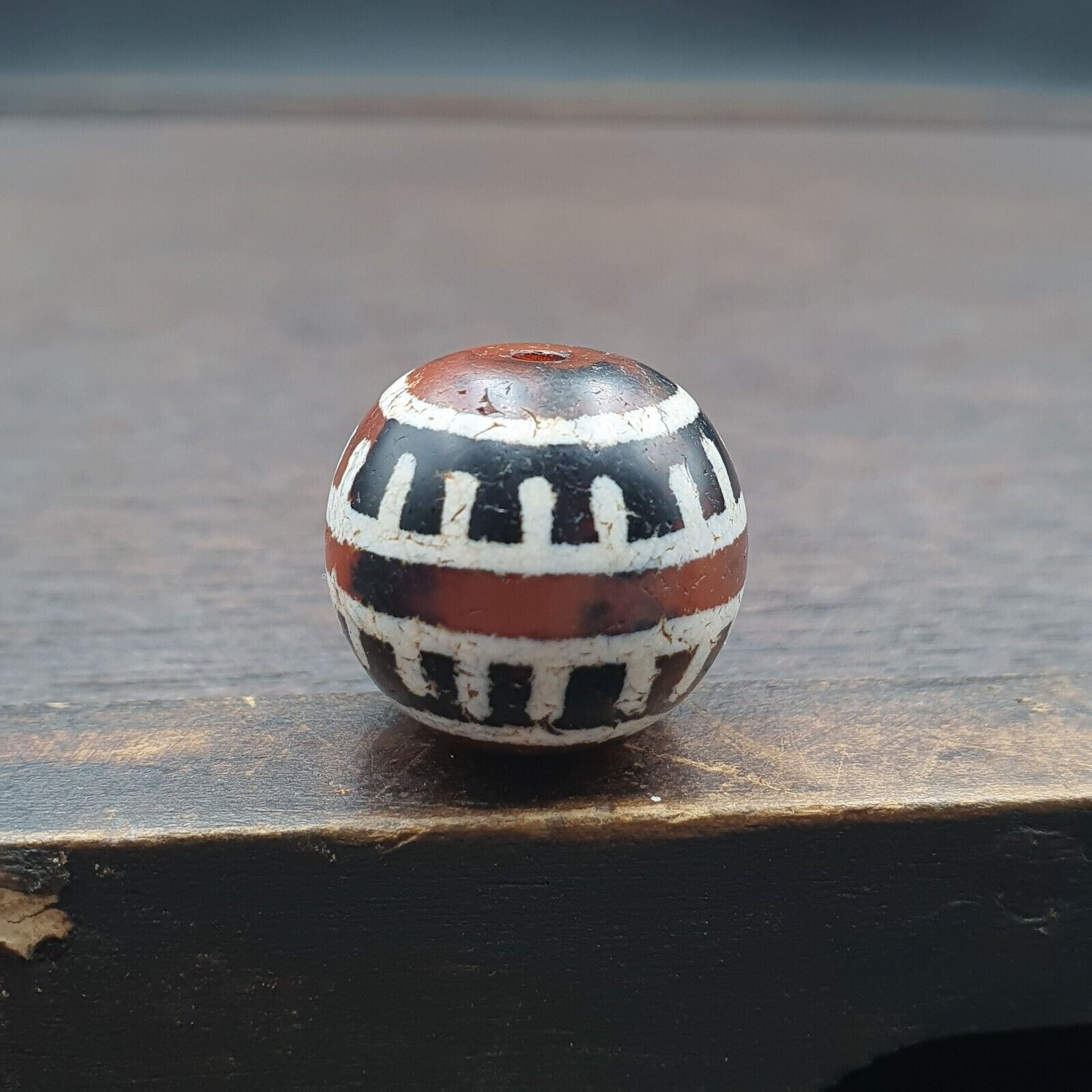Antique Himalayan Indo Tibetan Etched Agate Bead 17mm ETC-11-3