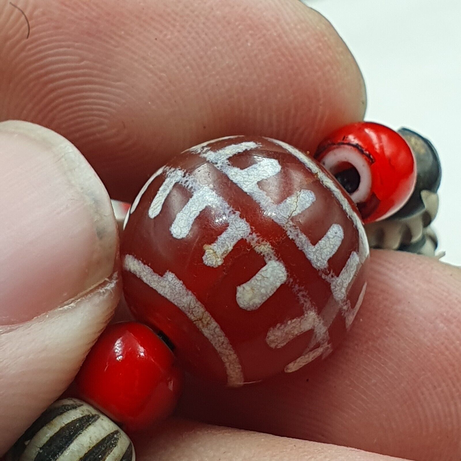 BEAUTIFUL LOT Antique Himalayan Indo Tibetan Etched Agate Beads lot Necklace