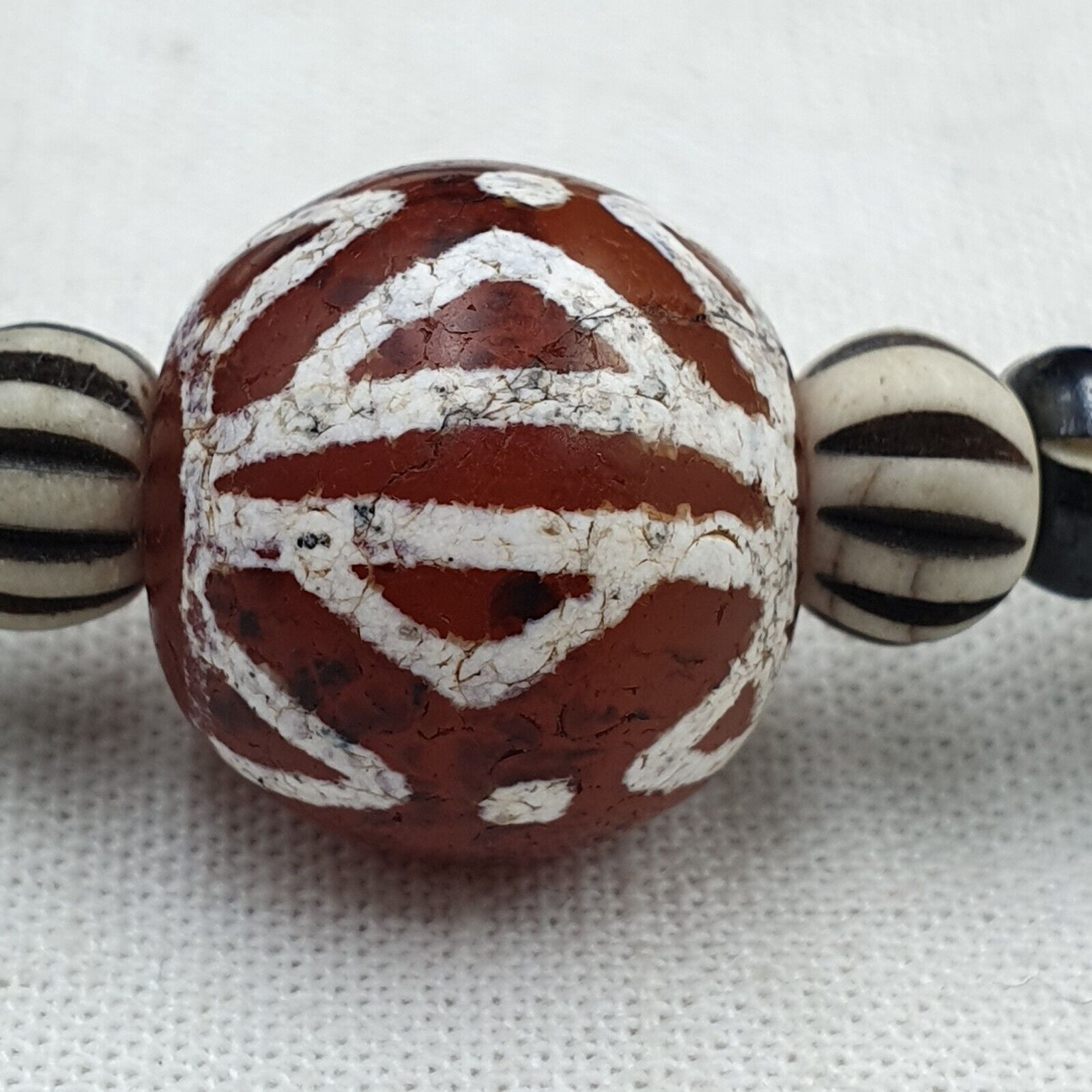 BEAUTIFUL LOT Antique Himalayan Indo Tibetan Etched Agate Beads lot Necklace